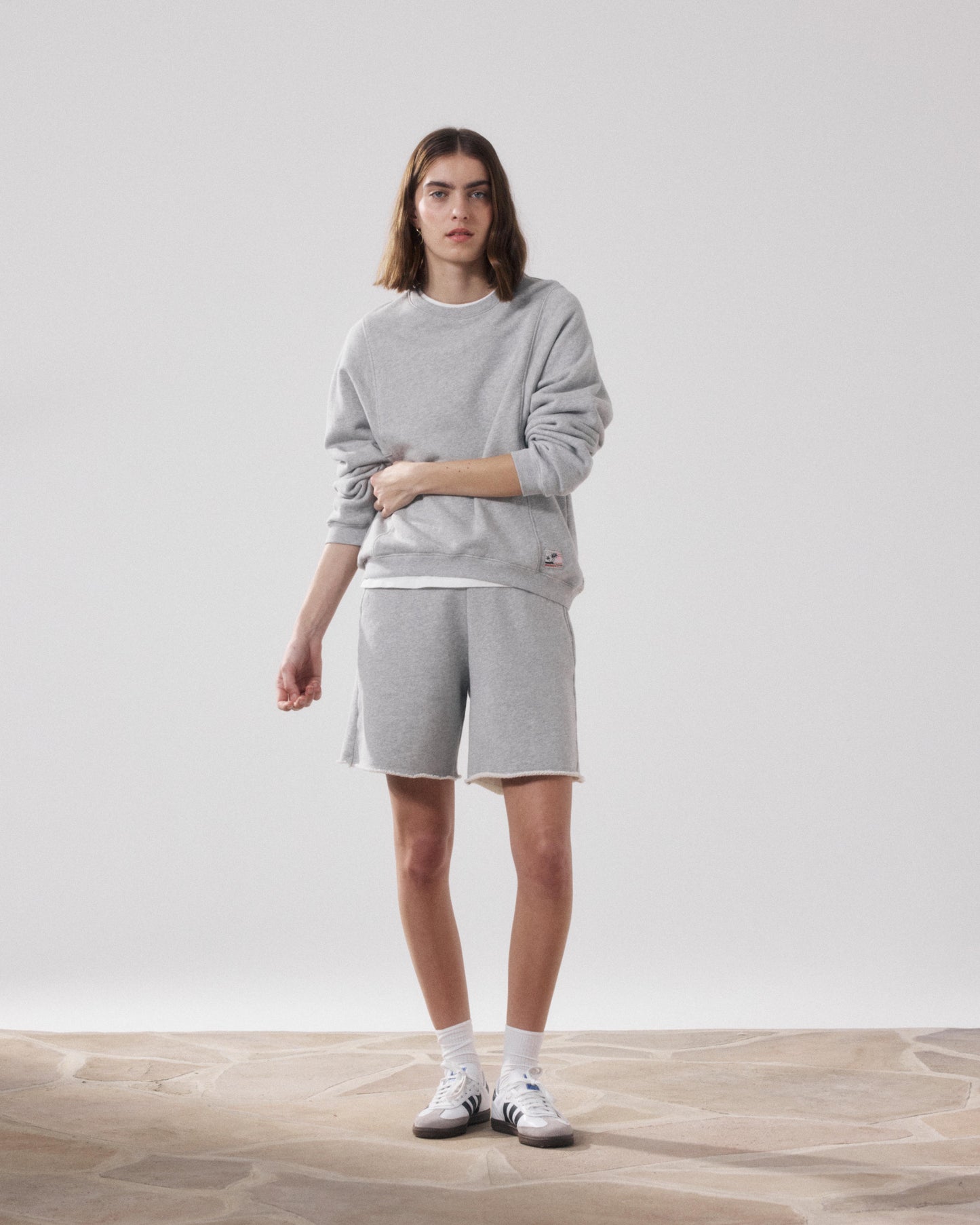 Short Femme en Molleton Gris Chiné Titien