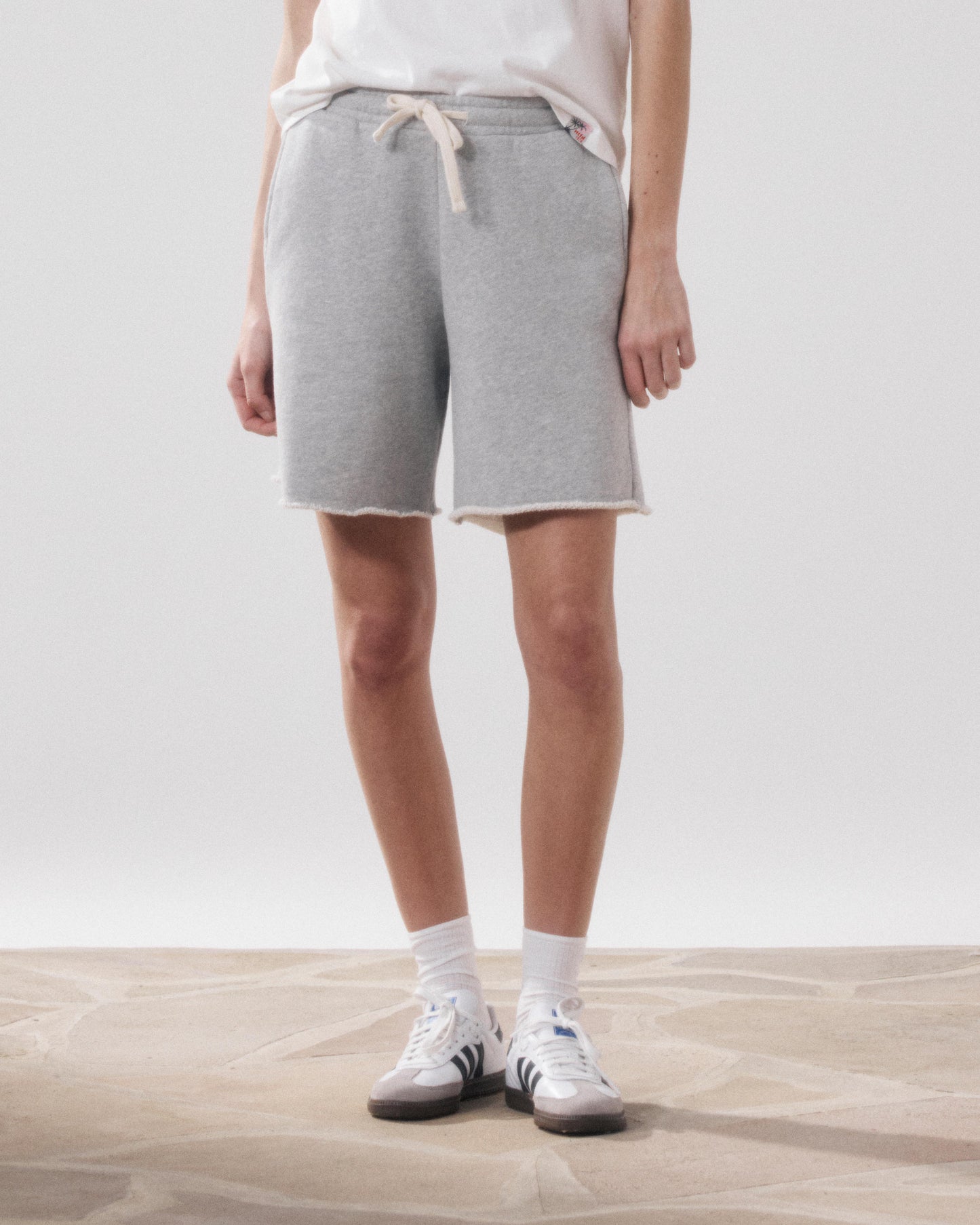 Short Femme en Molleton Gris Chiné Titien