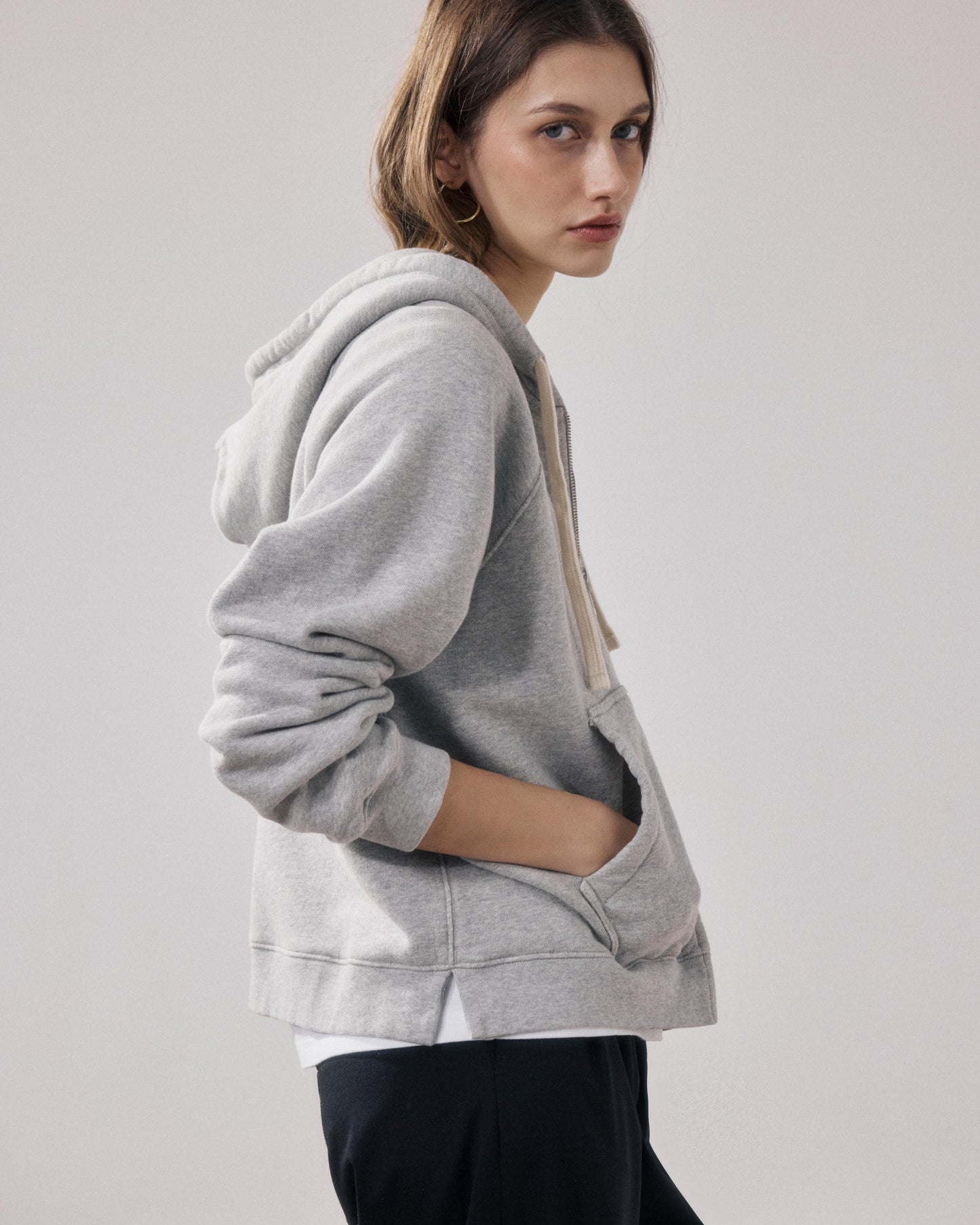 Dames sweatshirt van grijs gemêleerd Fleece Tamby