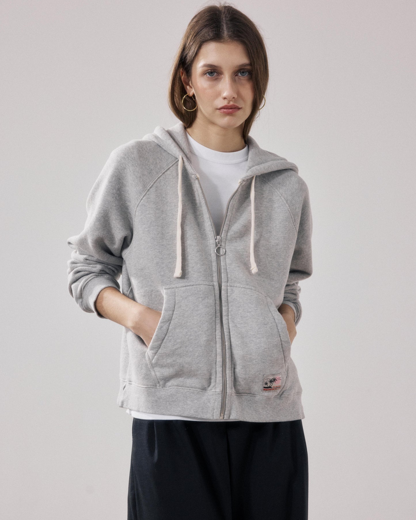 Dames sweatshirt van grijs gemêleerd Fleece Tamby