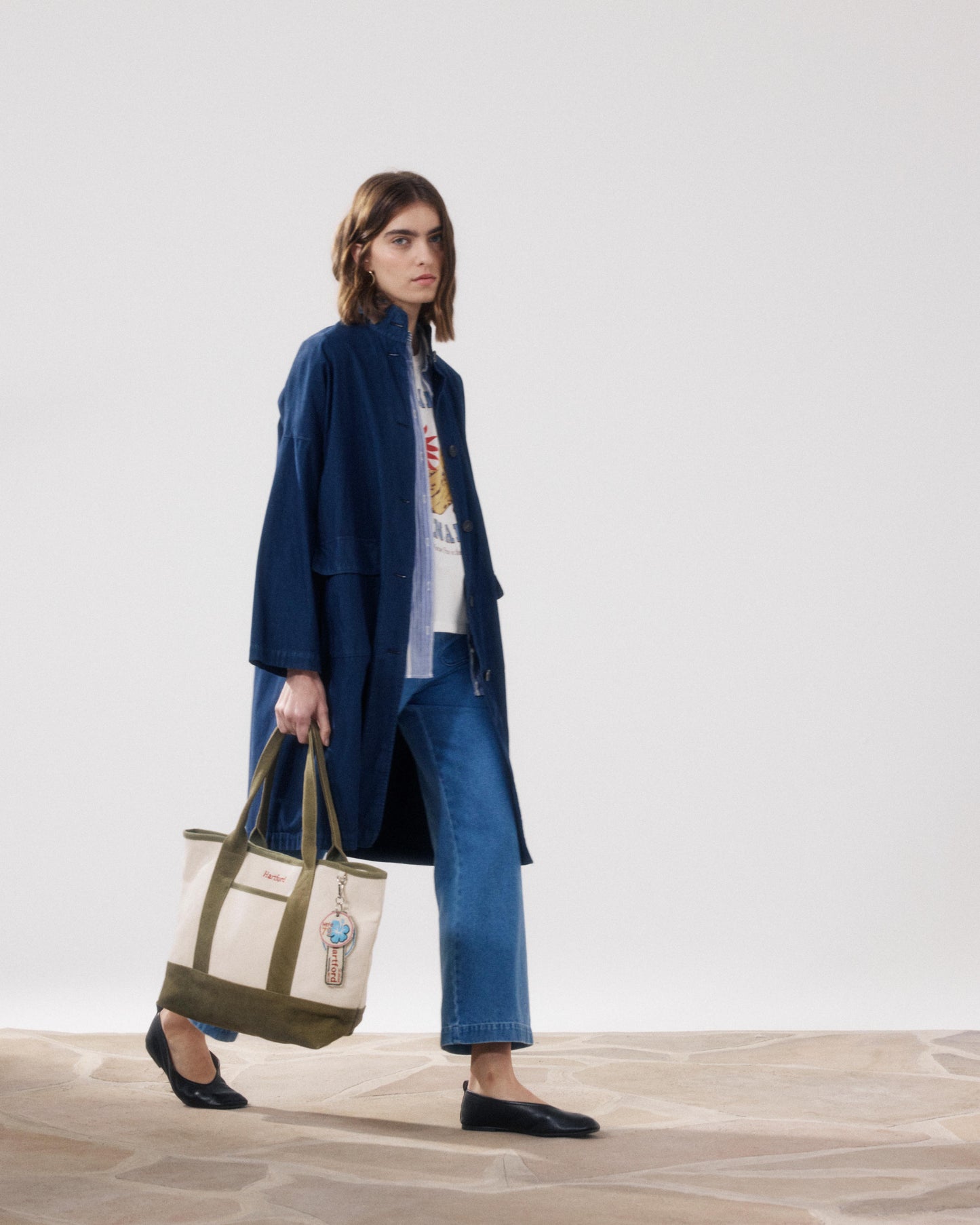 Manteau Femme en Gabardine De Coton Bleu Nuit Valor