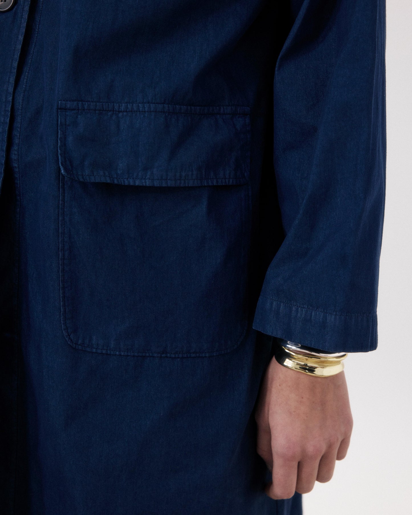 Manteau Femme en Gabardine De Coton Bleu Nuit Valor