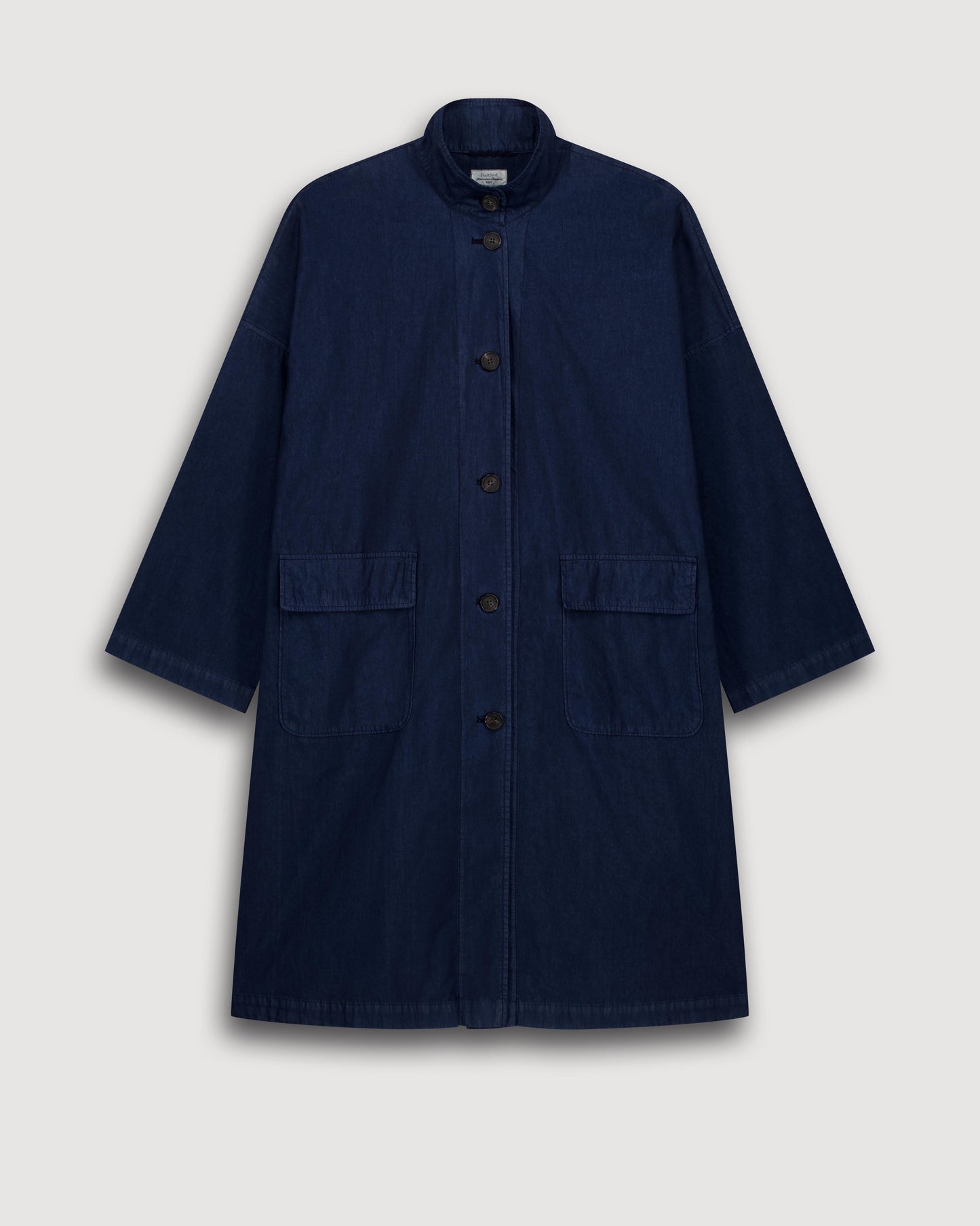 Manteau Femme en Gabardine De Coton Bleu Nuit Valor