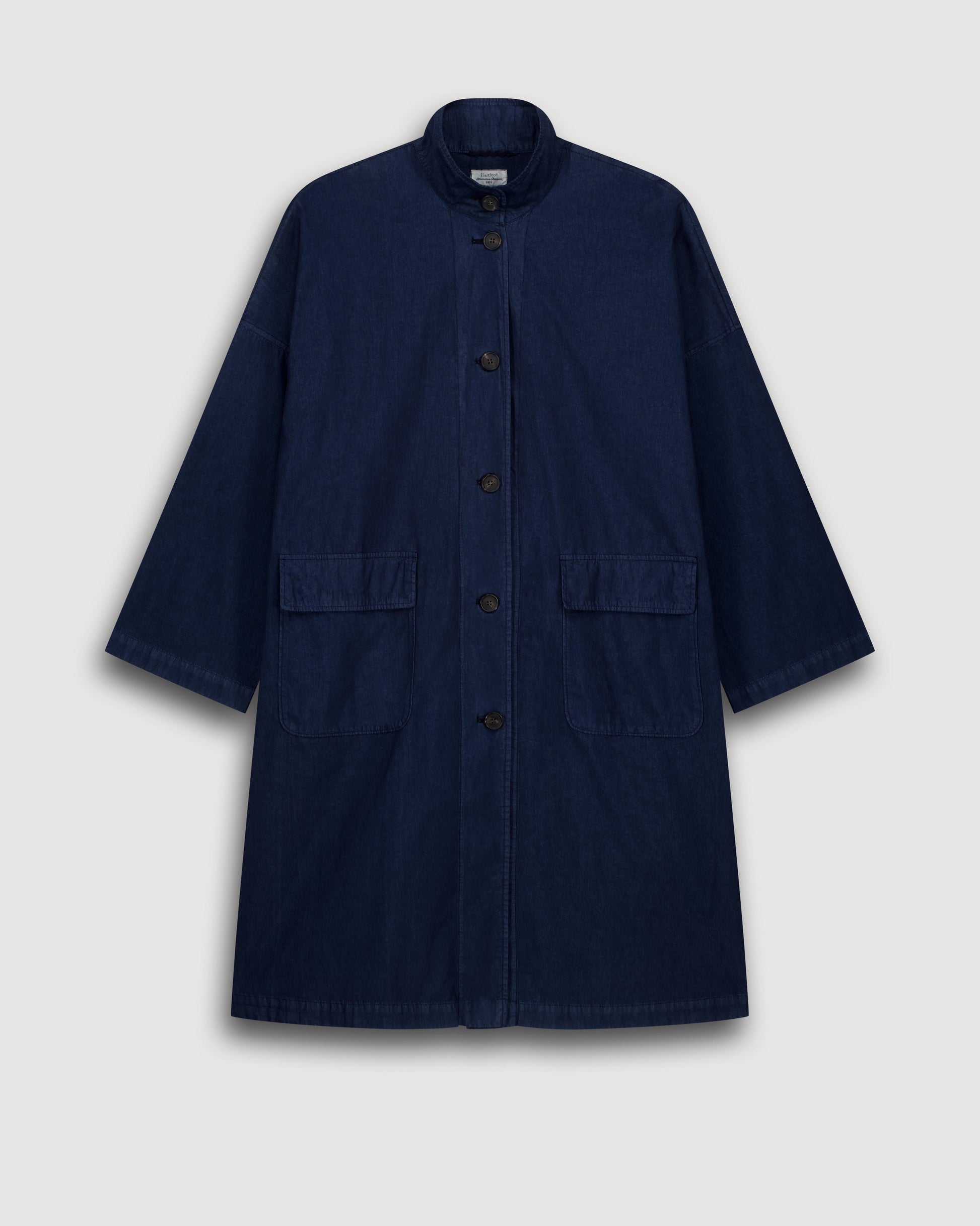 Manteau Femme en Gabardine De Coton Bleu Nuit Valor