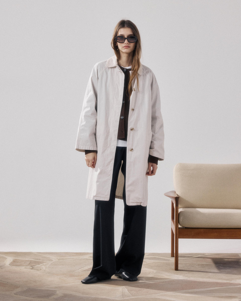 Vibe Women's Beige Cotton Gabardine Coat - Image principale