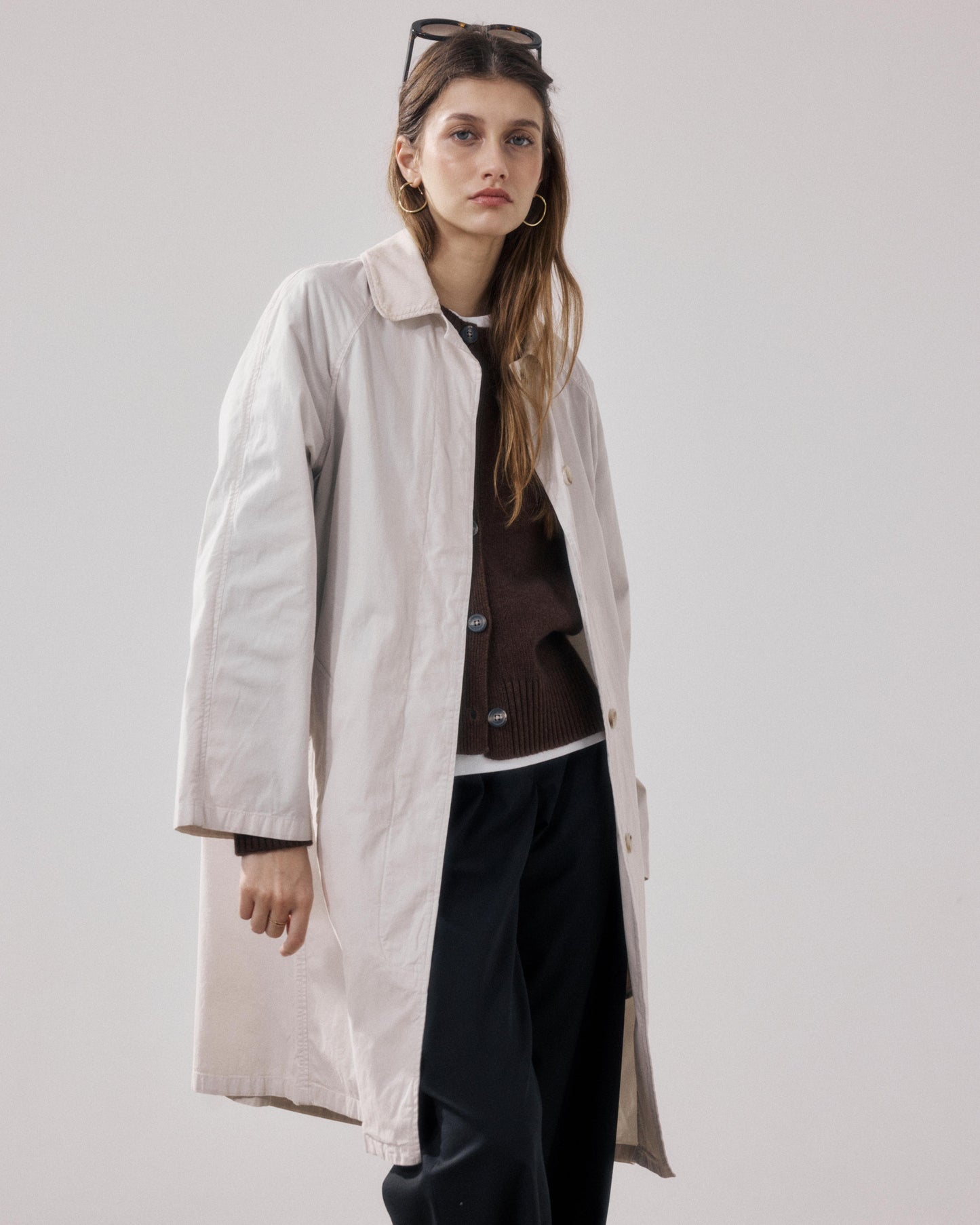 Women's Beige Cotton Gabardine Coat Vibe BFVF600-21