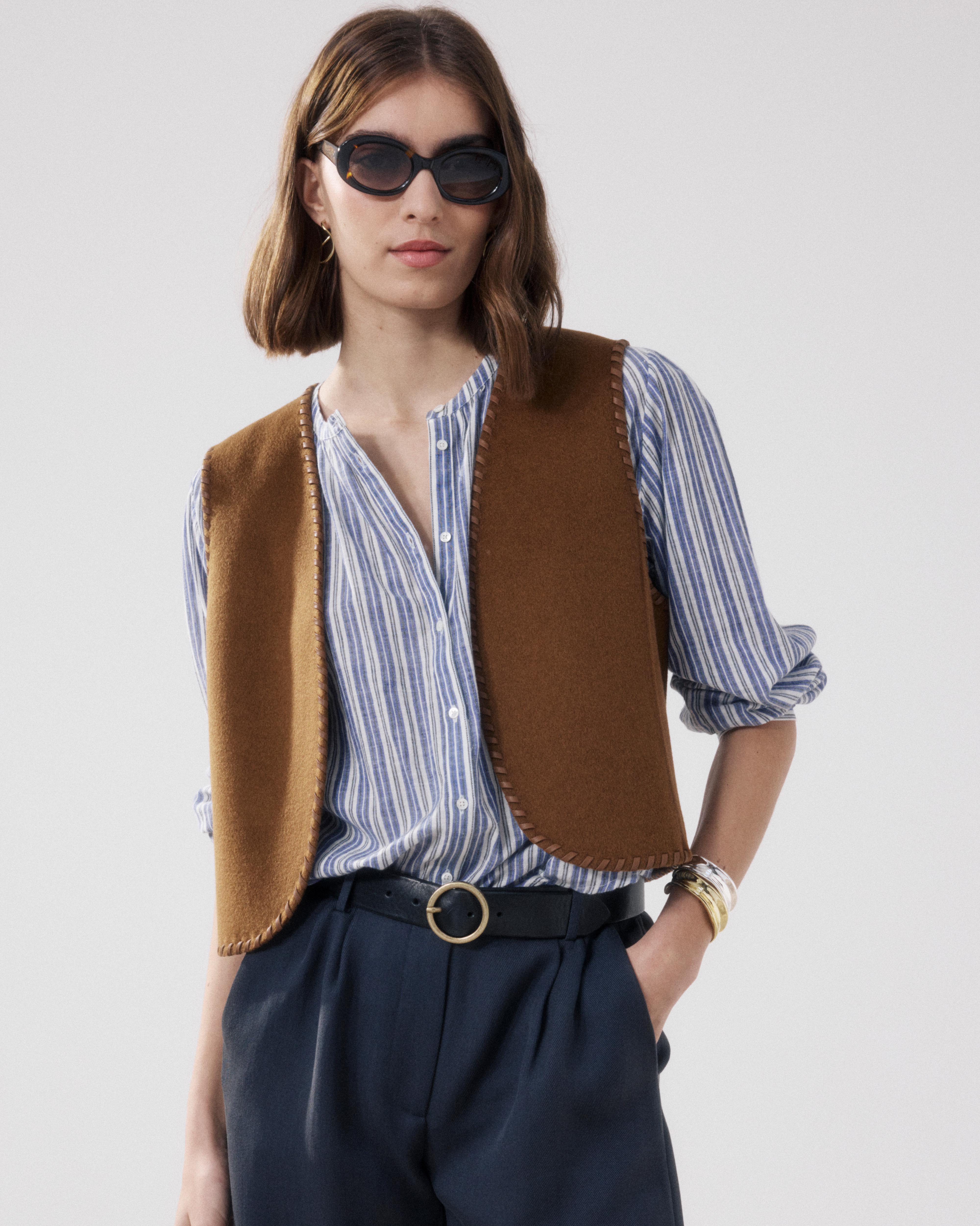 Van Women's Bronze Double-Faced Wool Vest BFVP555-02 - Women's