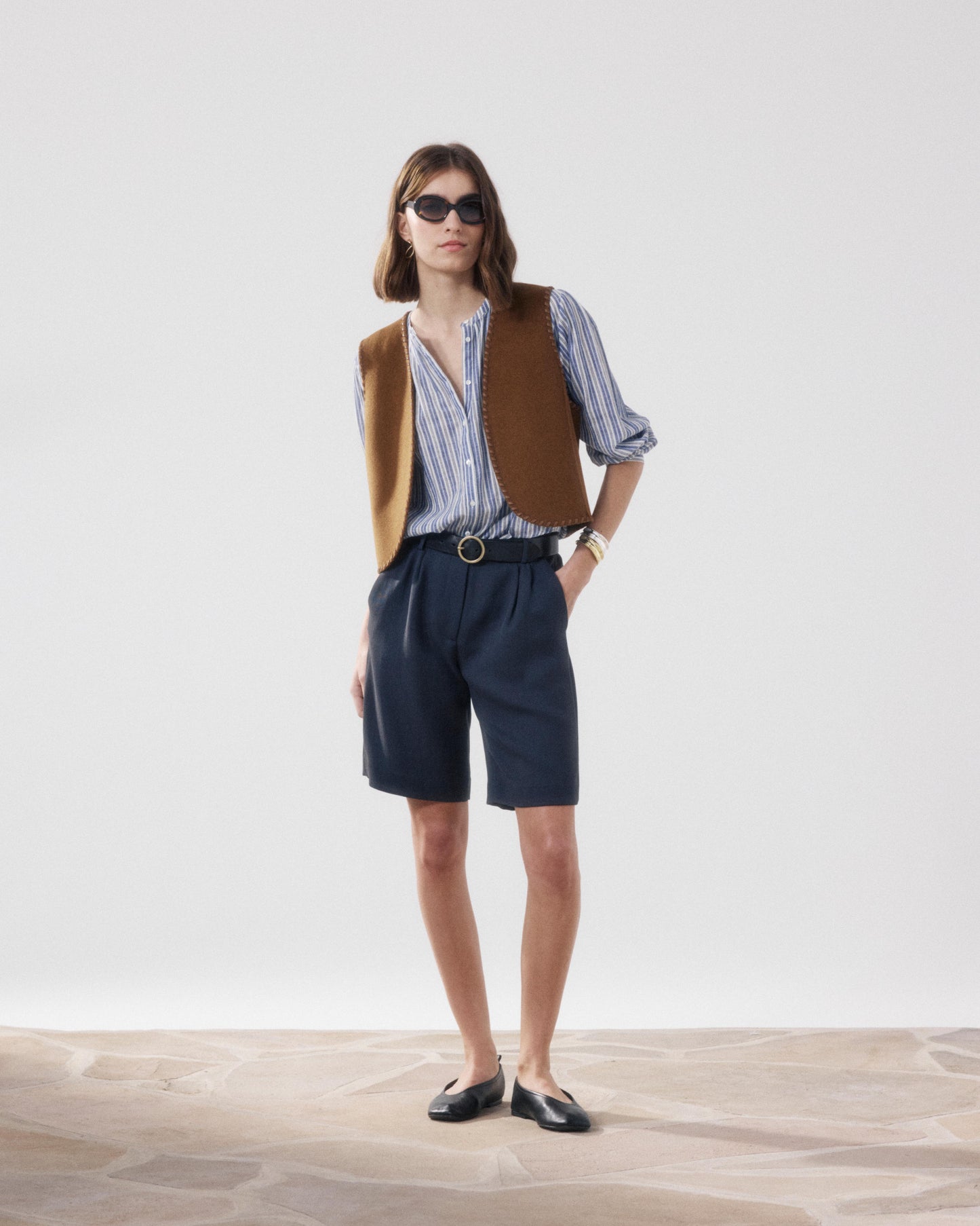 Gilet Femme en Laine Double Face Bronze Van BFVP555-02