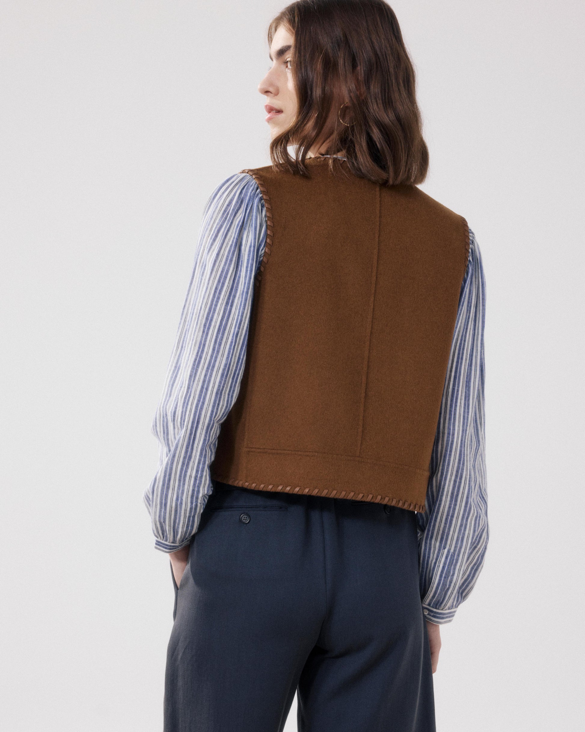 Gilet Femme en Laine Double Face Bronze Van BFVP555-02