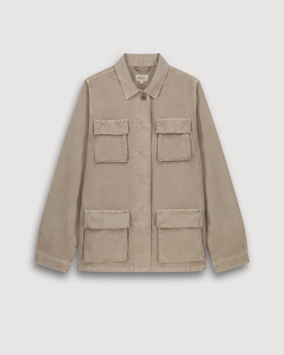 Veste Femme en Toile De Lin & Coton Khaki Vea - Image 3