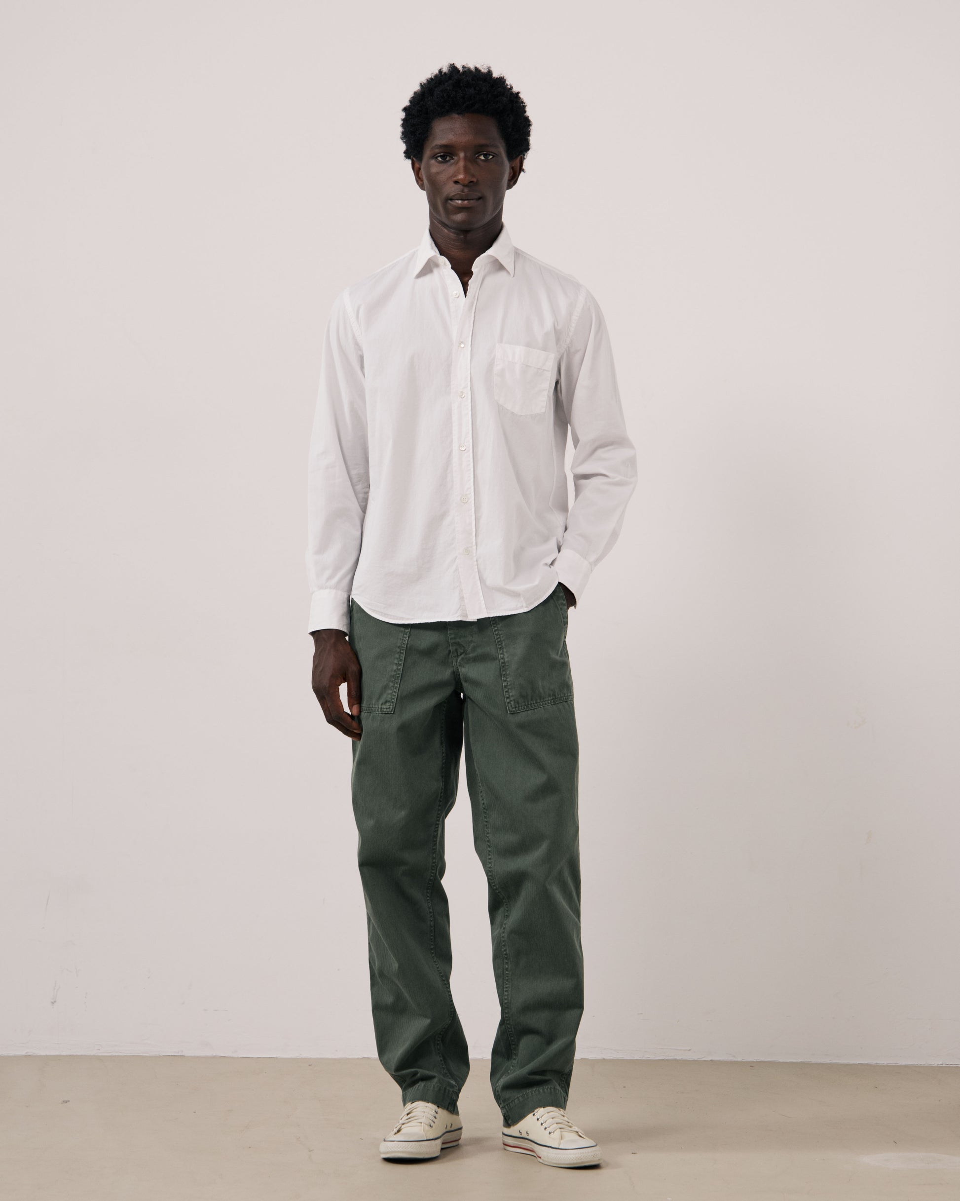 Chemise Homme en Gabardine de Coton Blanc Paul