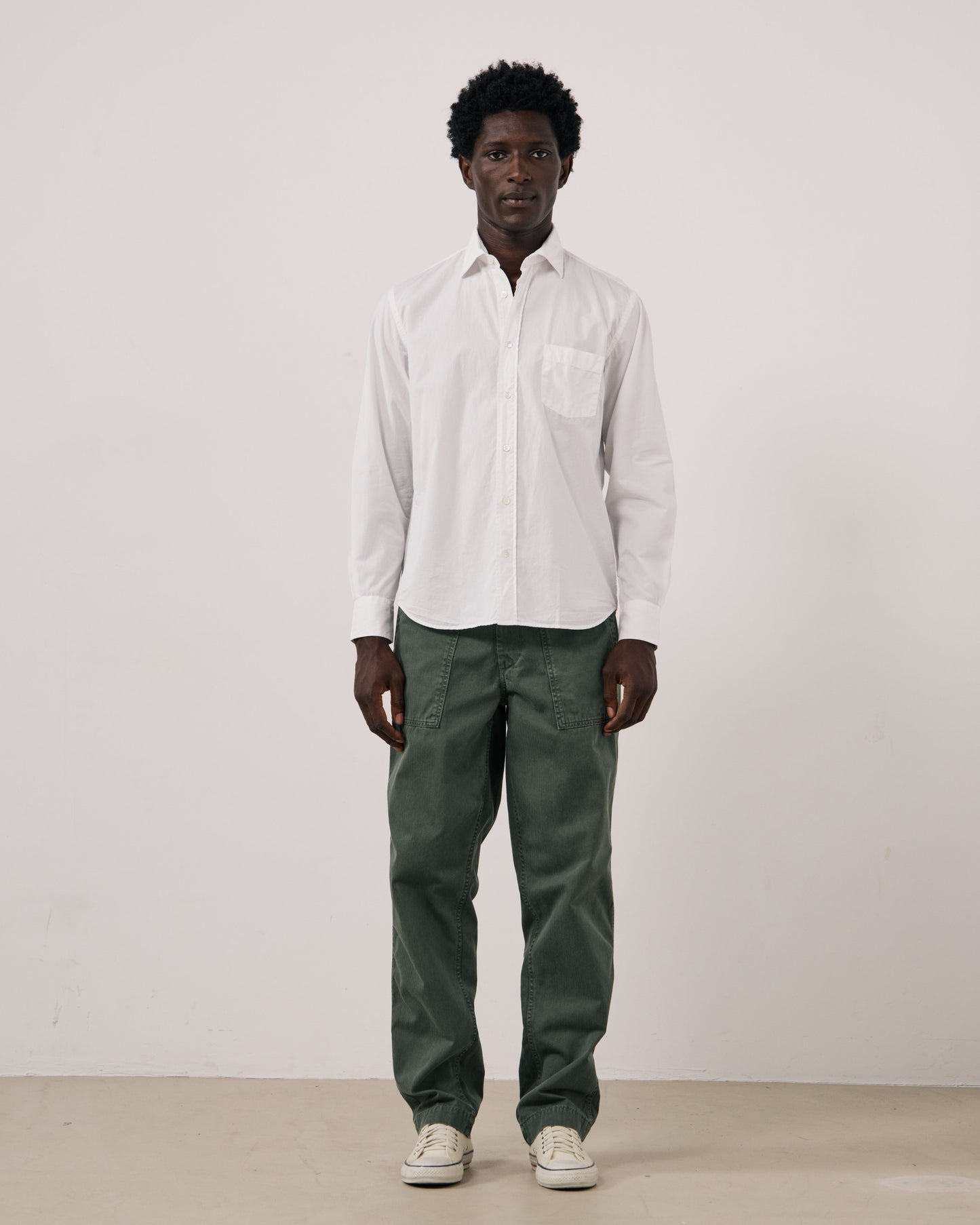 Chemise Homme en Gabardine de Coton Blanc Paul
