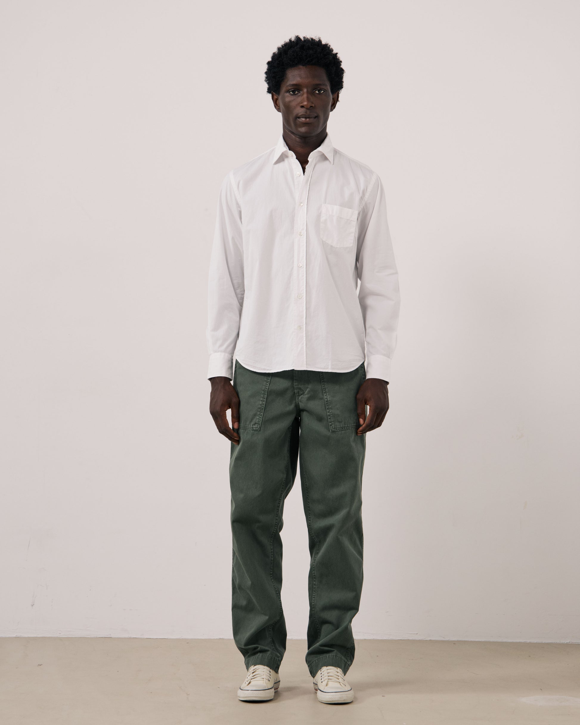 Chemise Homme en Gabardine de Coton Blanc Paul