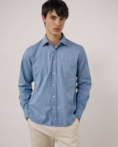 Chemise Homme en Gabardine de Coton Bleu Chambray Paul