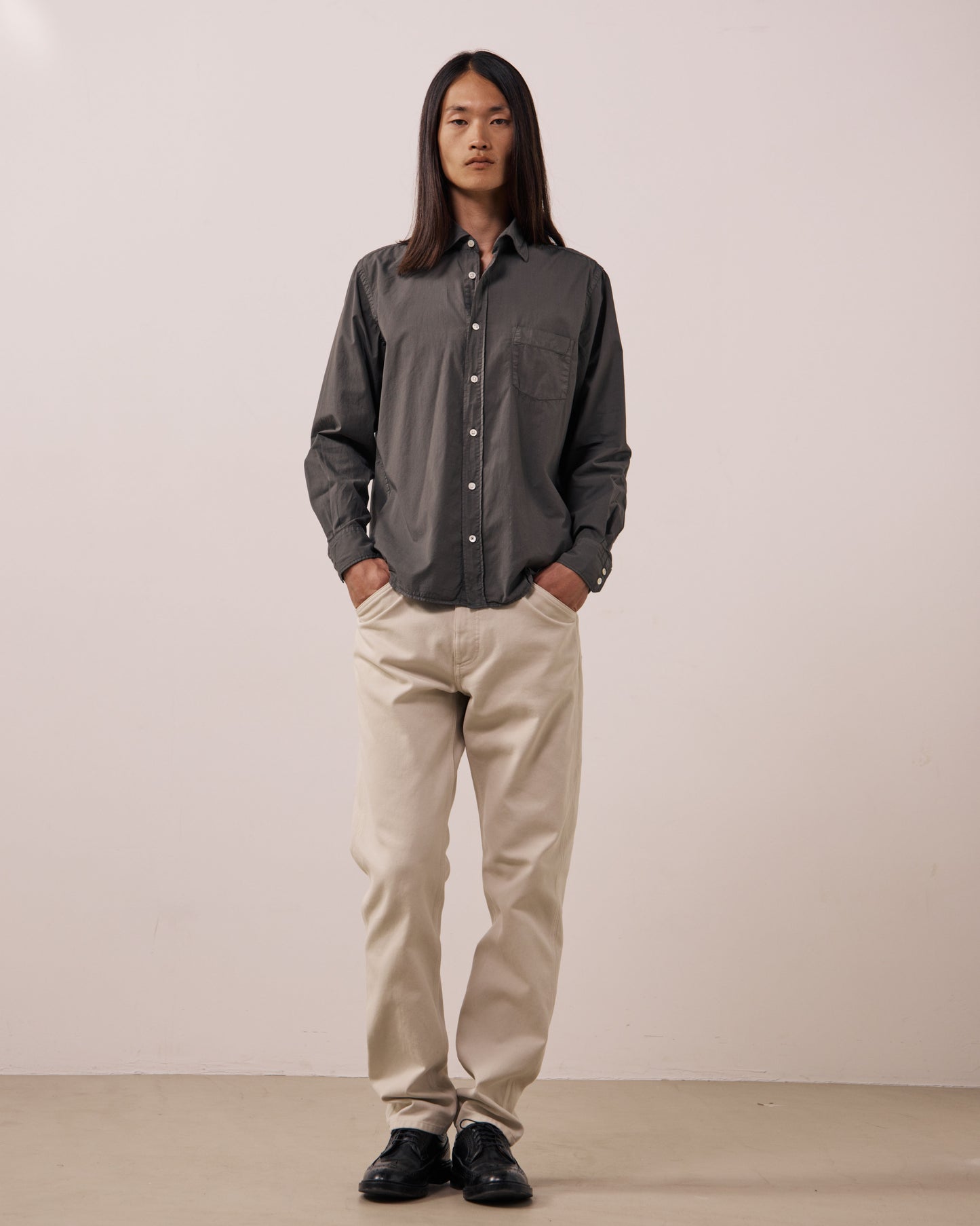 Chemise Homme en Gabardine de Coton Vert Camo Paul
