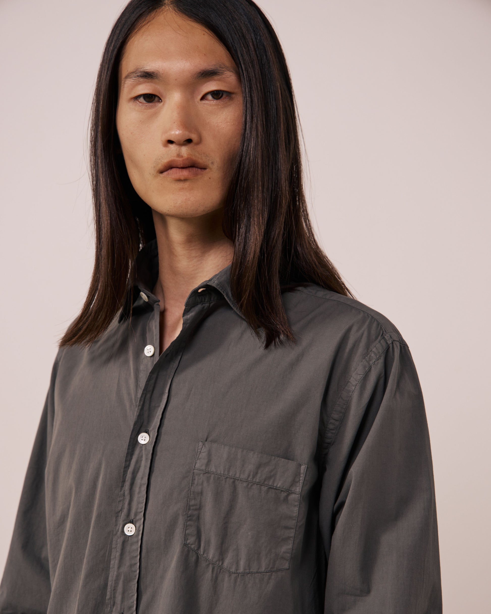 Chemise Homme en Gabardine de Coton Vert Camo Paul