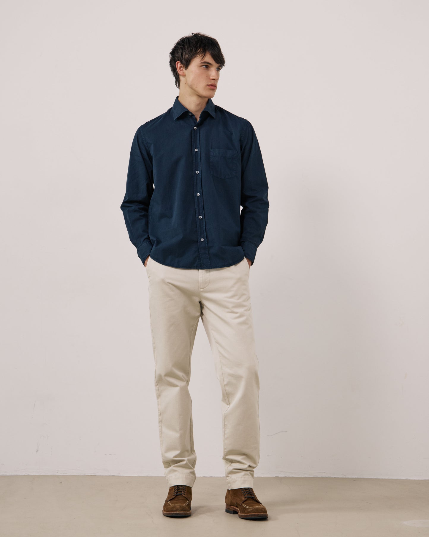 Chemise Homme en Gabardine de Coton Carbone Paul