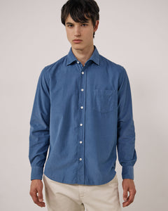 Chemise Homme en Velours Côtelé Fin Bleu Cobalt Paul