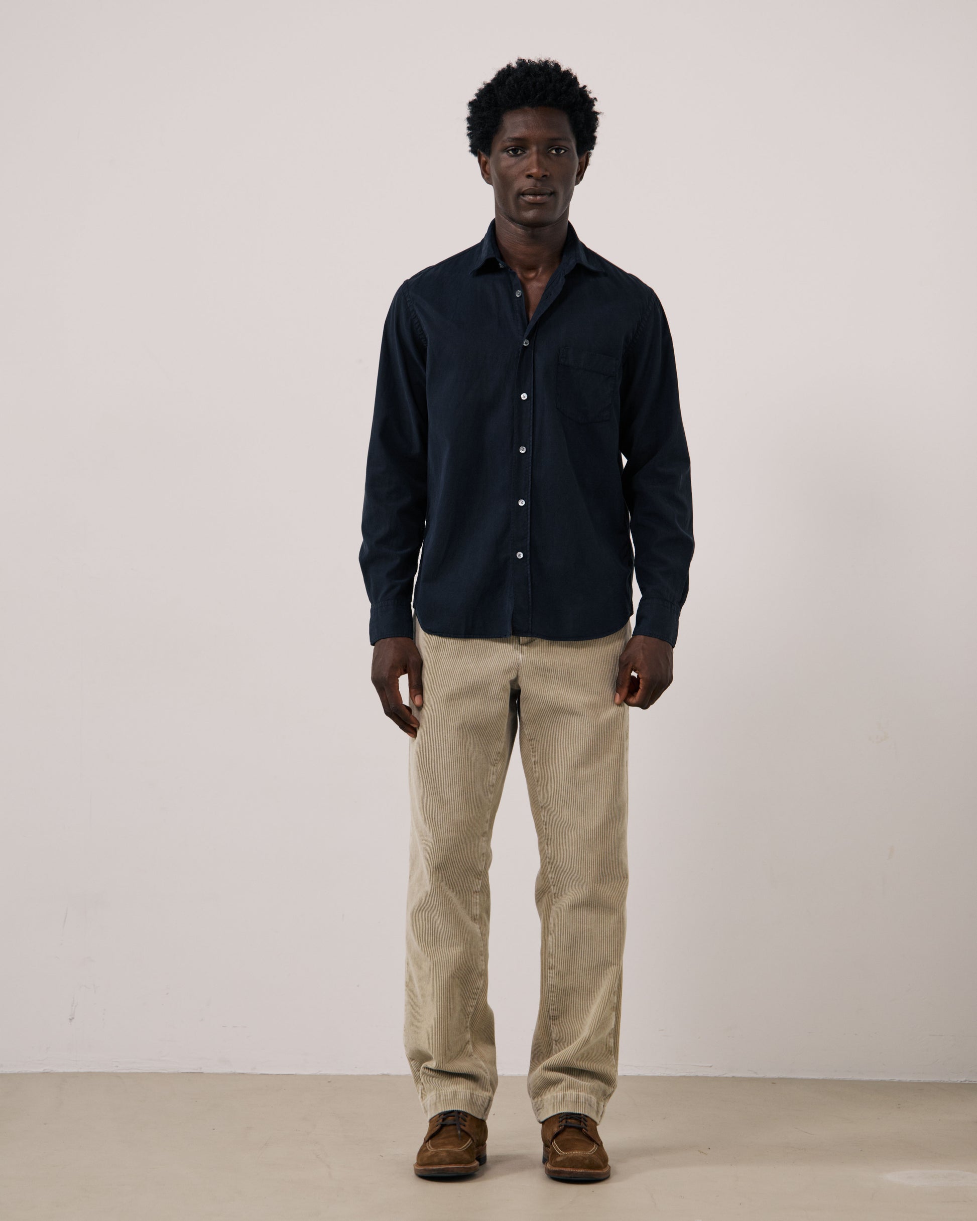 Chemise Homme en Tencel & Coton Bleu Marine Paul