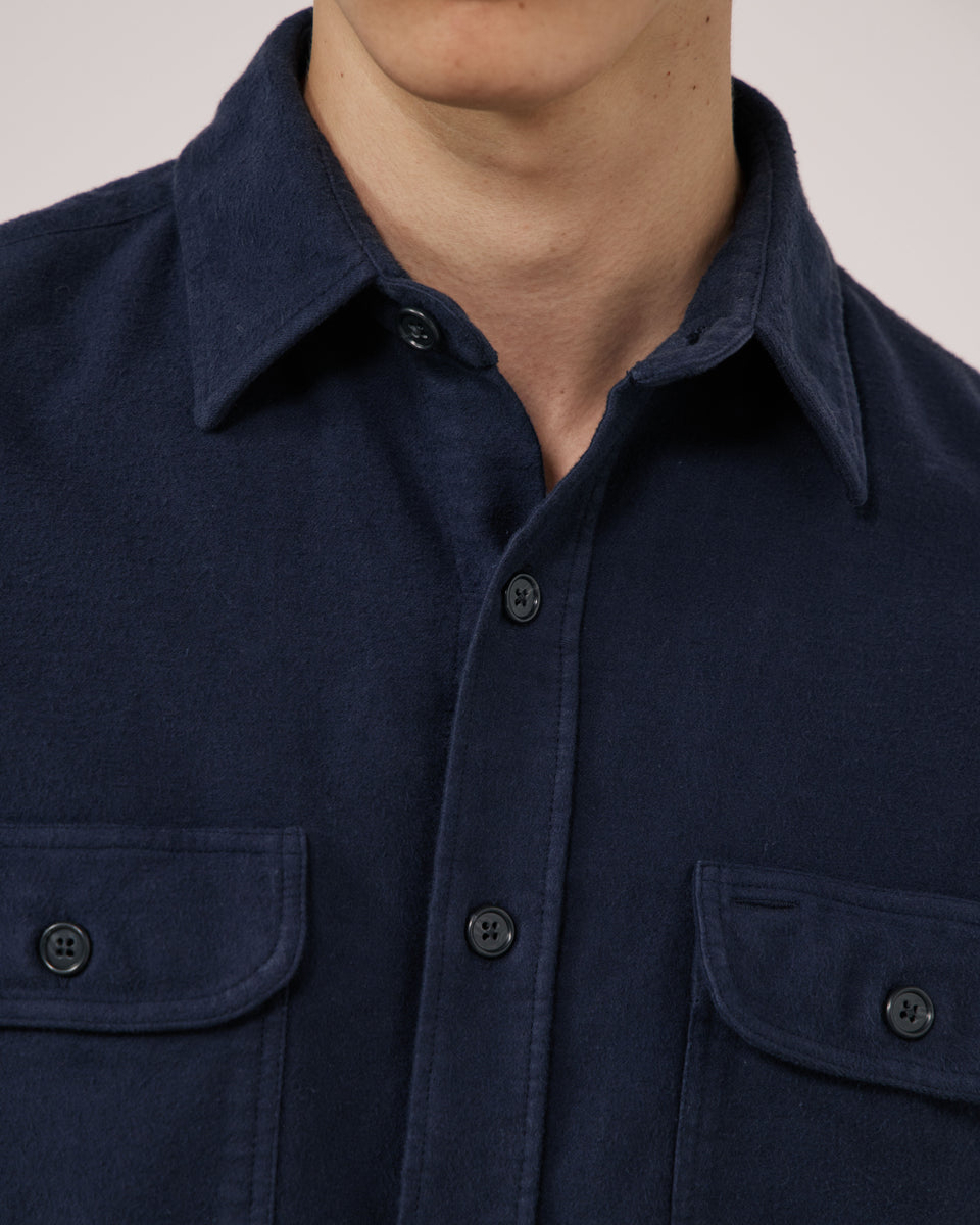 Chemise Homme en Flanelle de Coton Bleu Marine Paco - Image 3