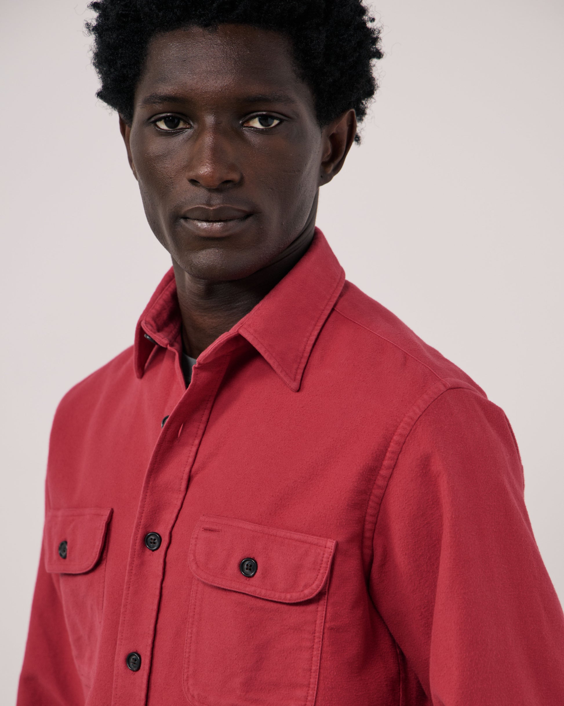 Chemise Homme en Flanelle de Coton Framboise Paco