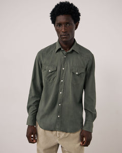 Chemise Homme en Tencel & Coton Vert Militaire Portland
