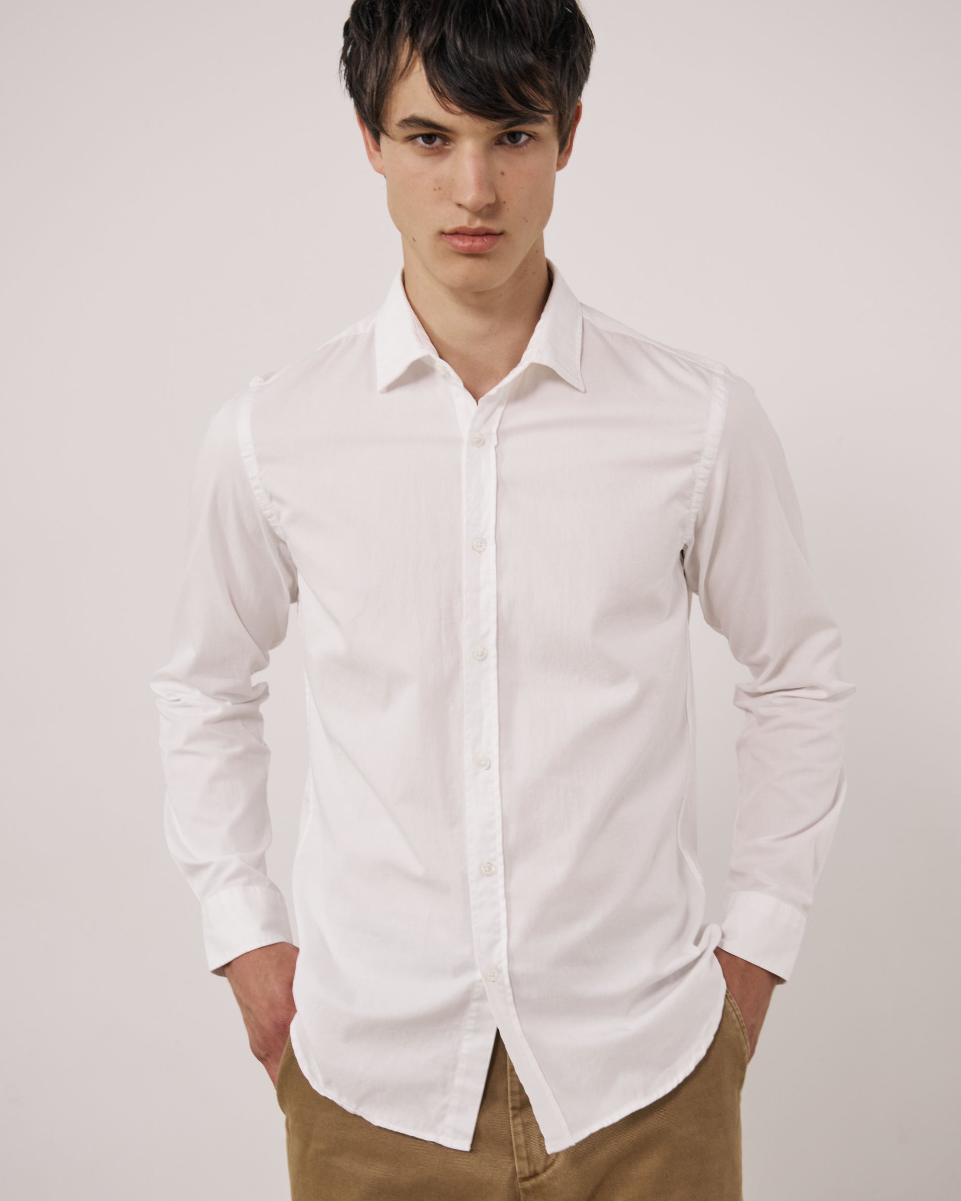 Chemise Homme en Gabardine de Coton Blanc Sammy