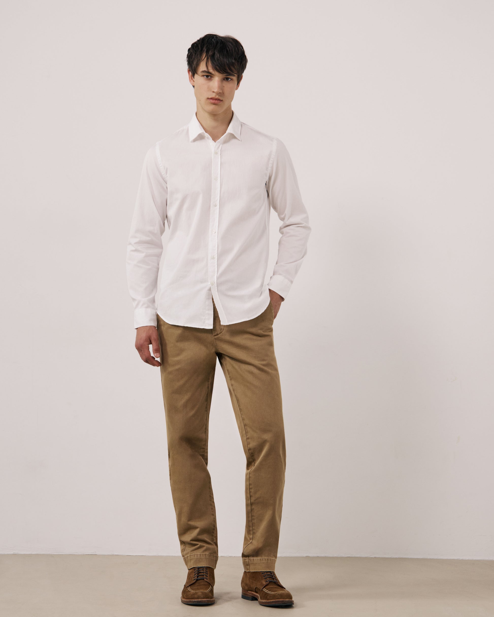 Chemise Homme en Gabardine de Coton Blanc Sammy