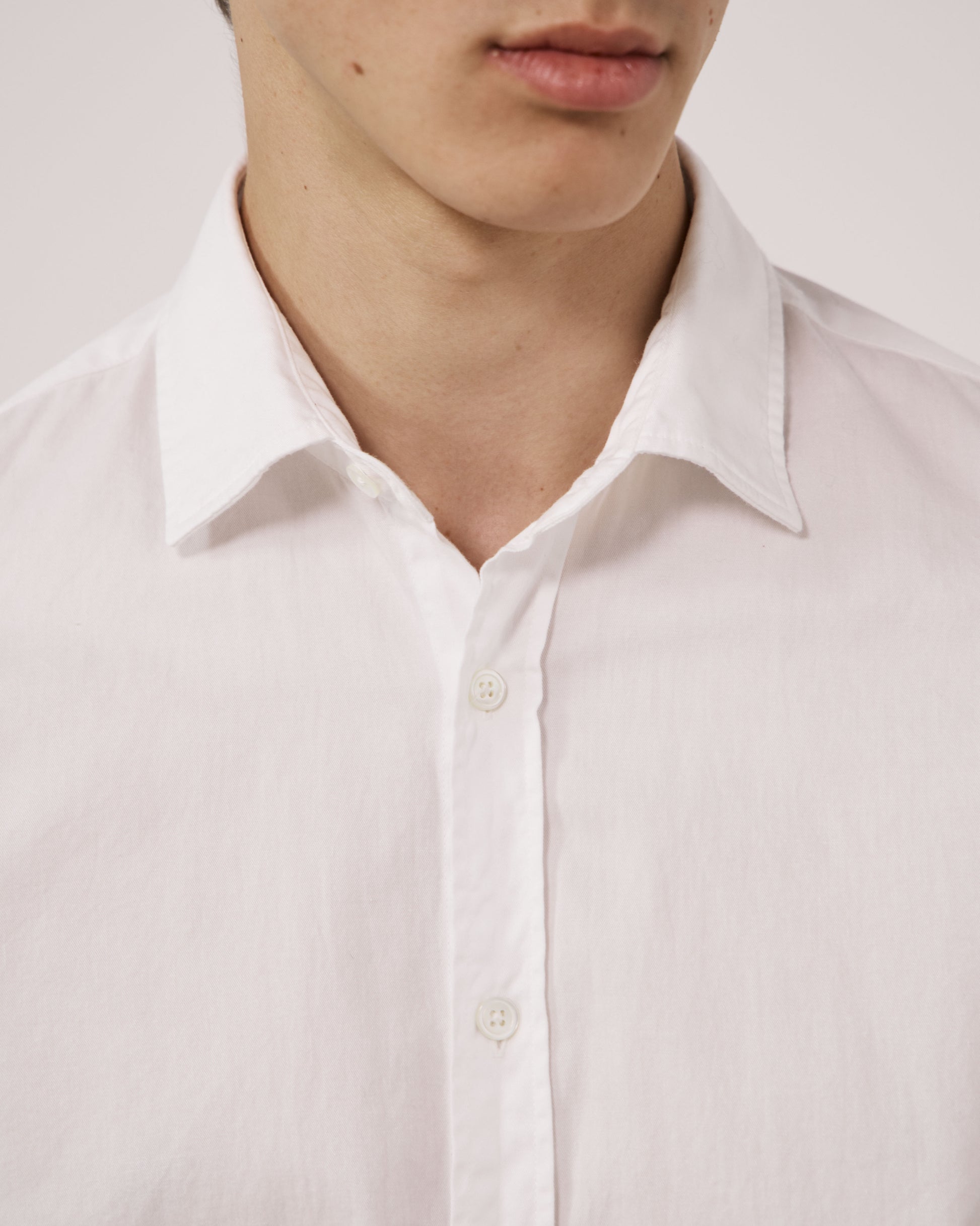Chemise Homme en Gabardine de Coton Blanc Sammy