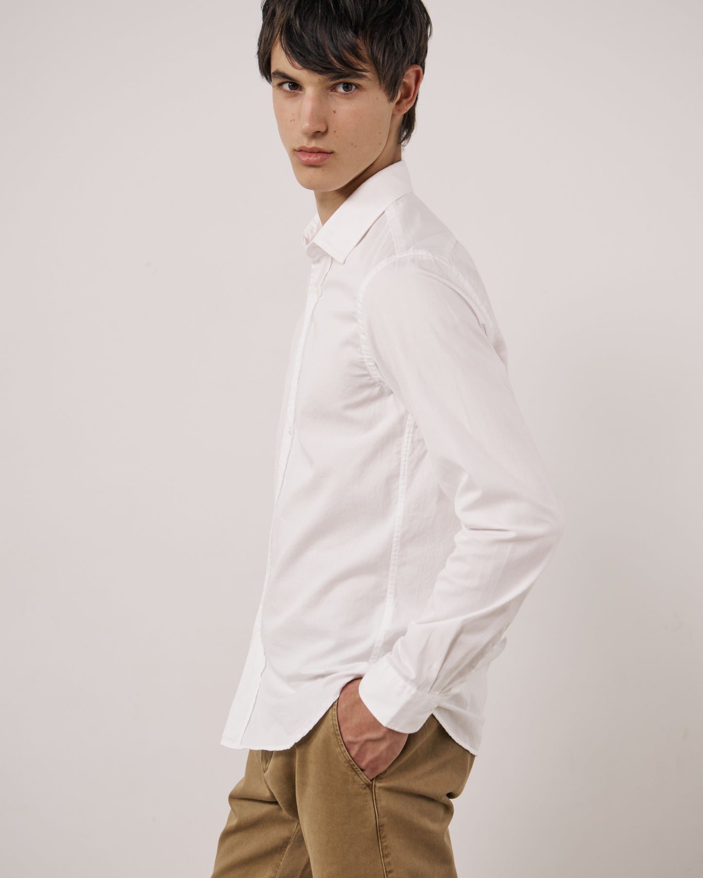Chemise Homme en Gabardine de Coton Blanc Sammy