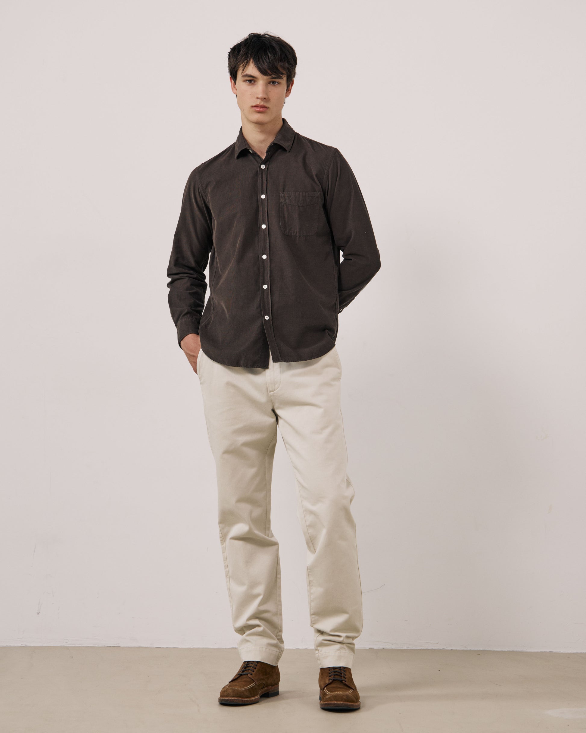 Chemise Homme en Velours Côtelé Fin Gris Storm