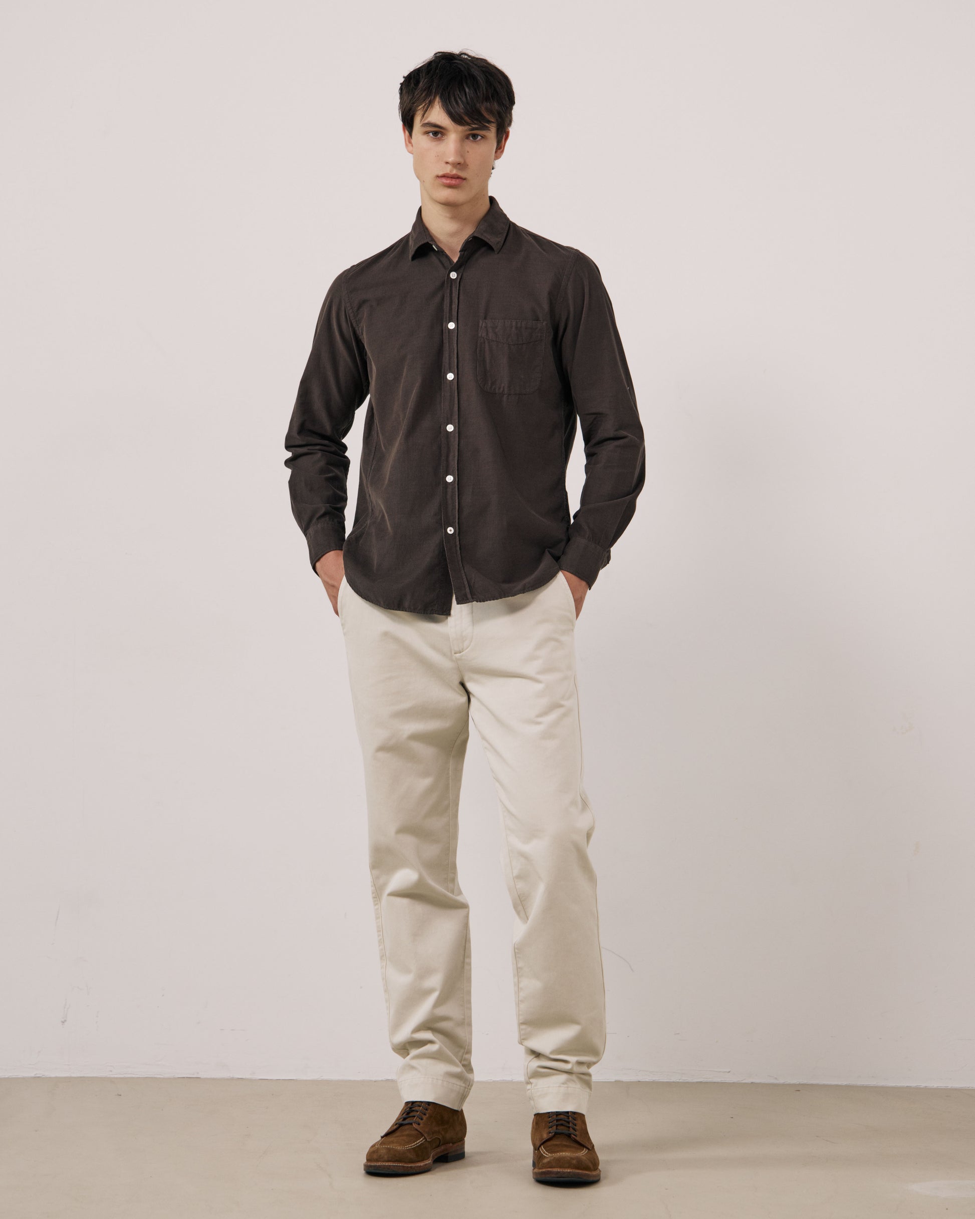 Chemise Homme en Velours Côtelé Fin Gris Storm