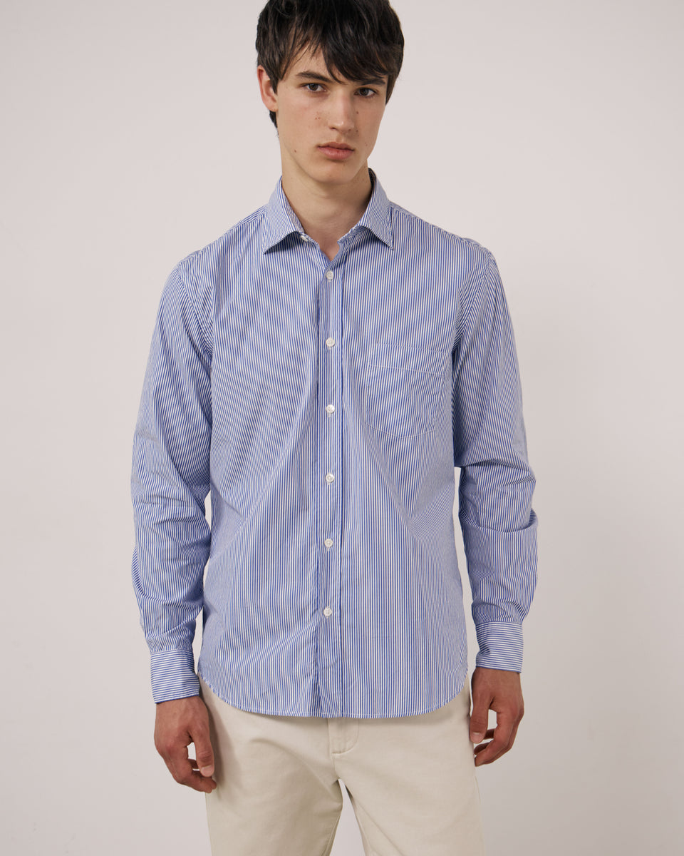 Chemise Homme en Popeline à Rayures Bleu Paul - Image principale