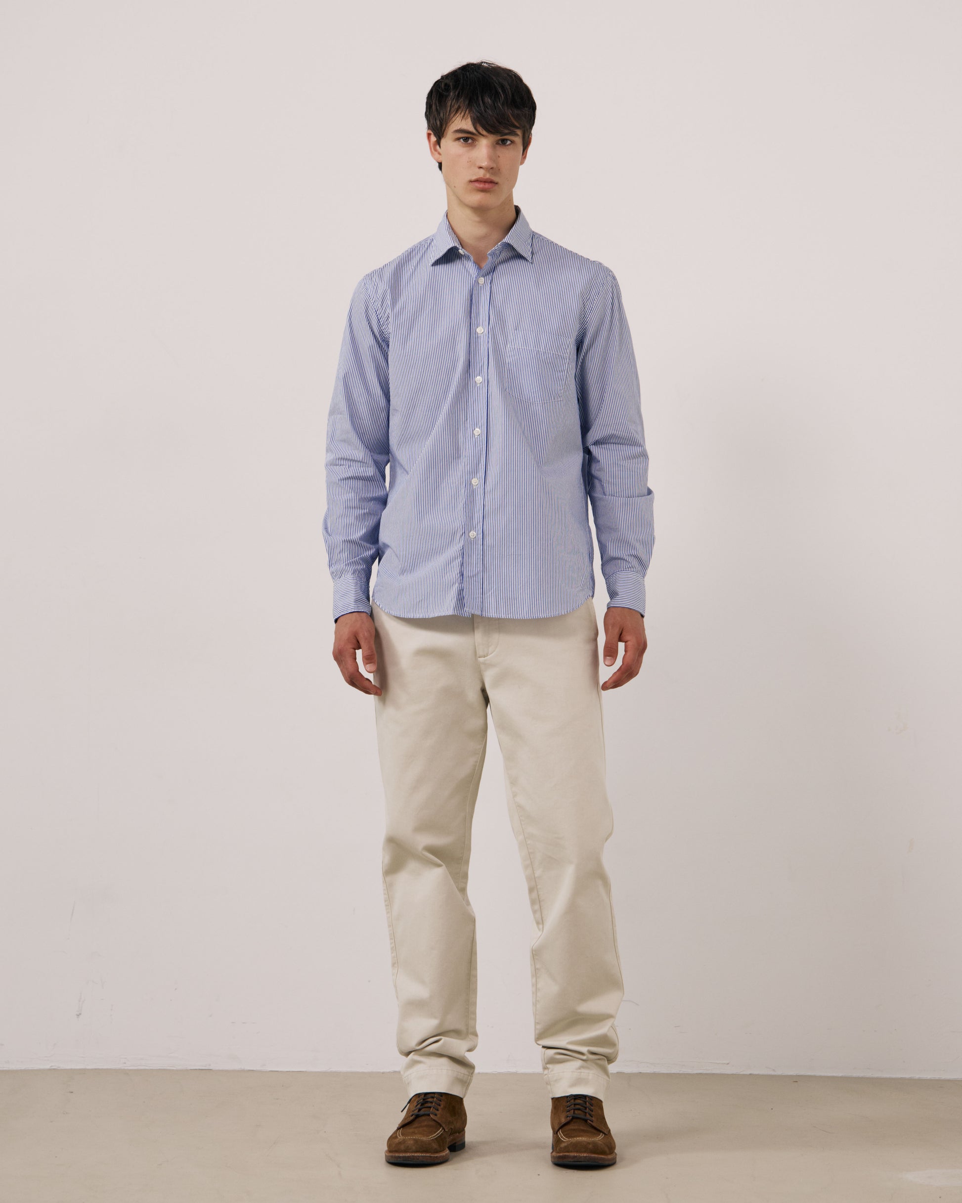 Chemise Homme en Popeline à Rayures Bleu Paul