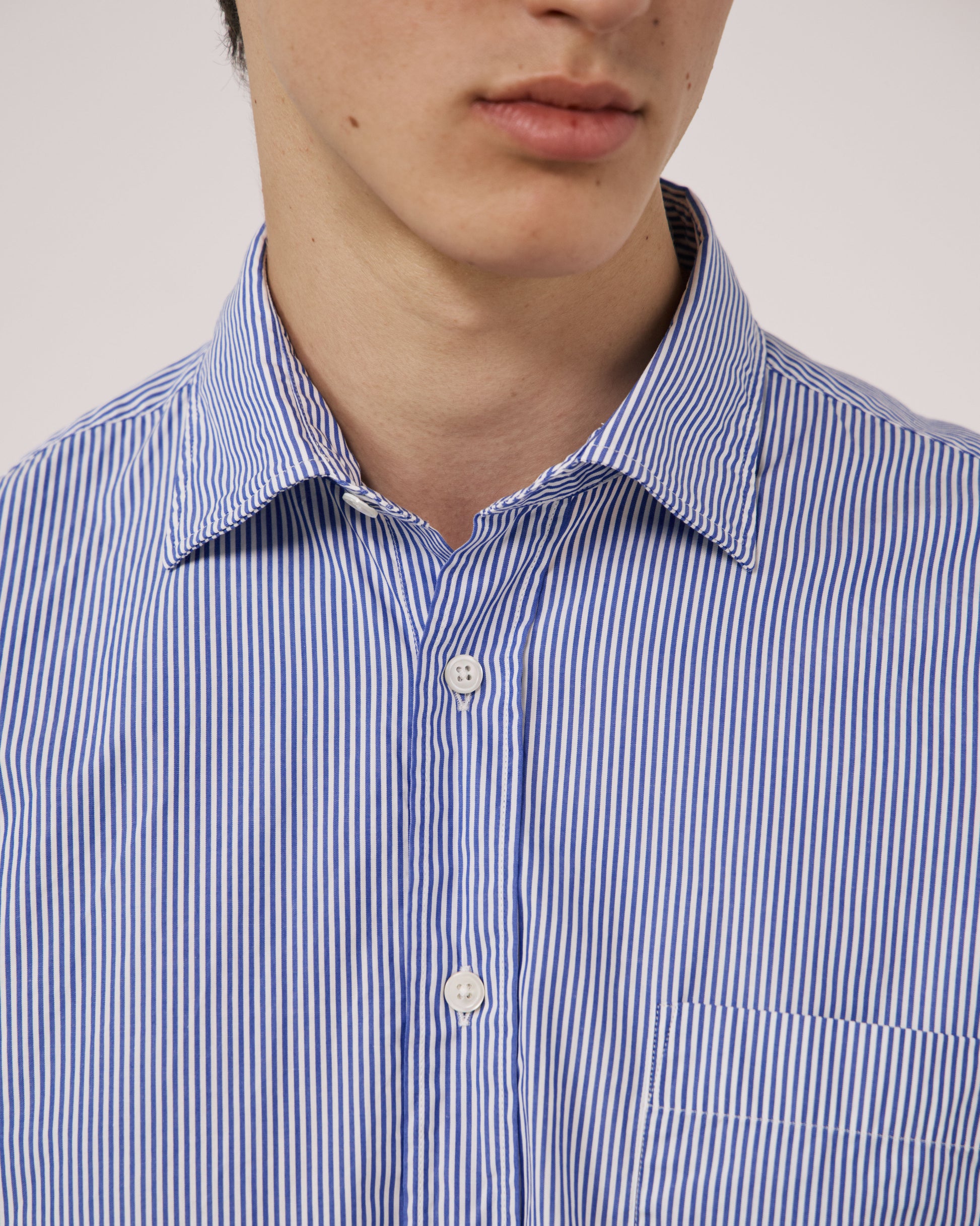 Chemise Homme en Popeline à Rayures Bleu Paul