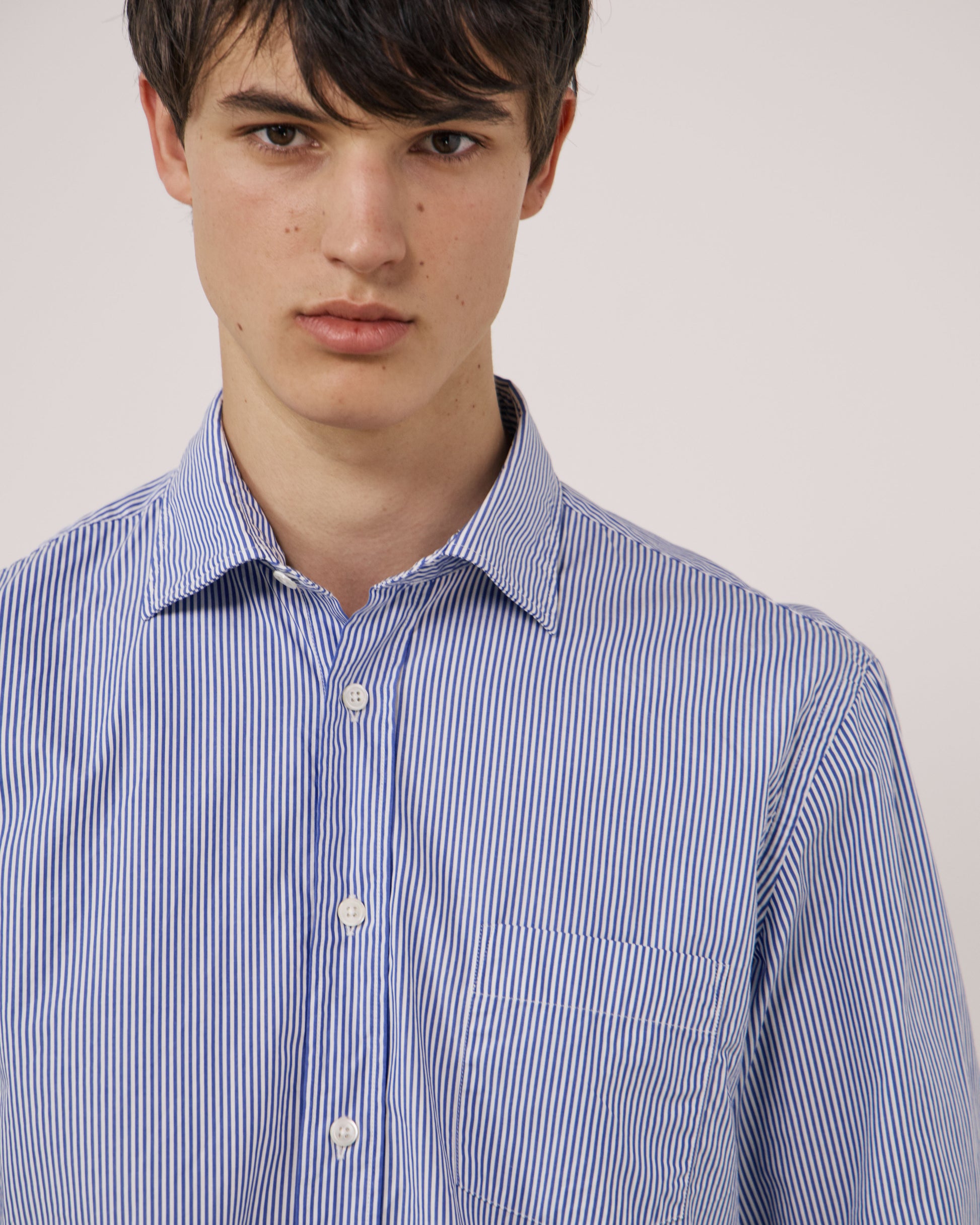 Chemise Homme en Popeline à Rayures Bleu Paul