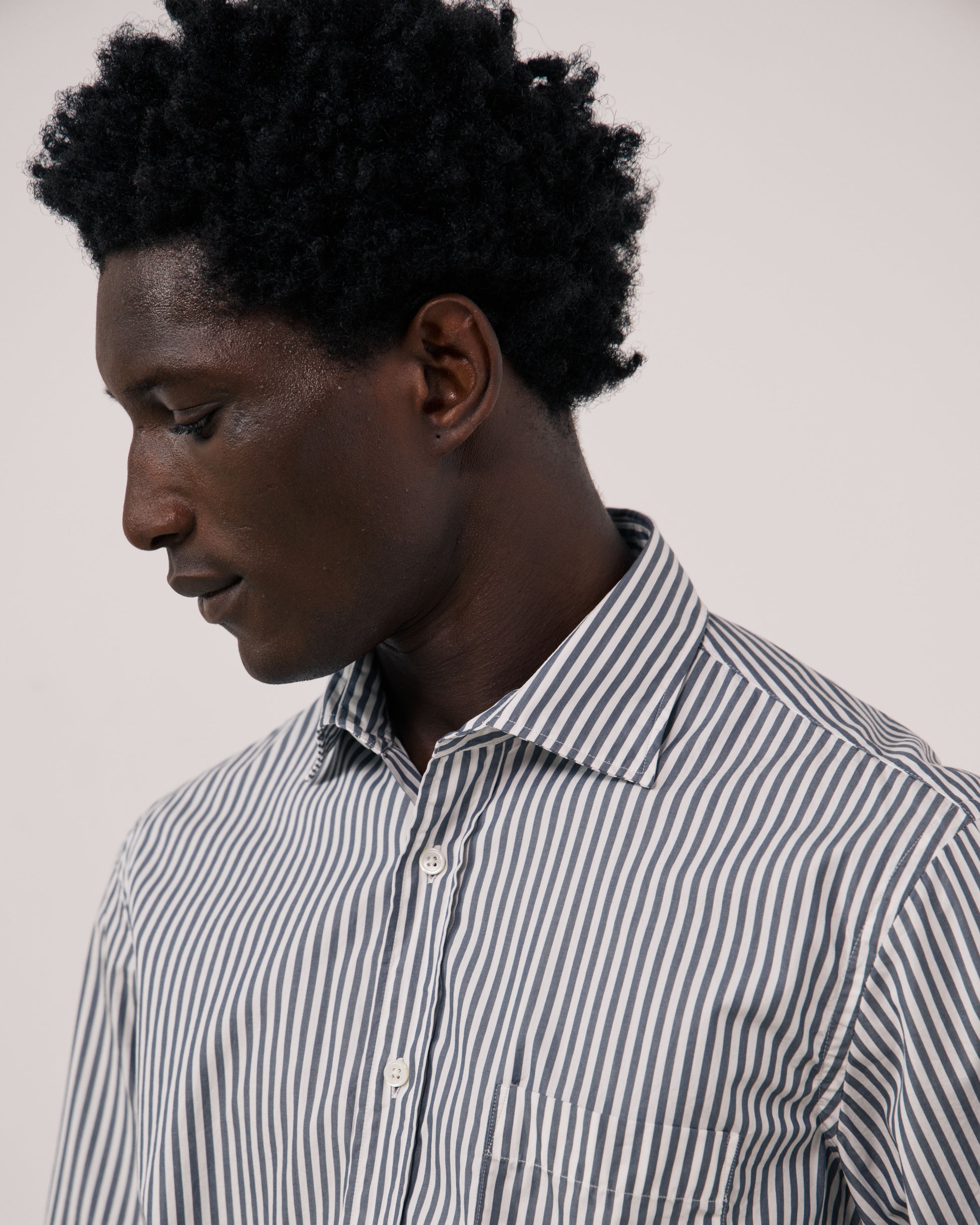 Chemise Homme en Popeline à Rayures Vert de gris Paul