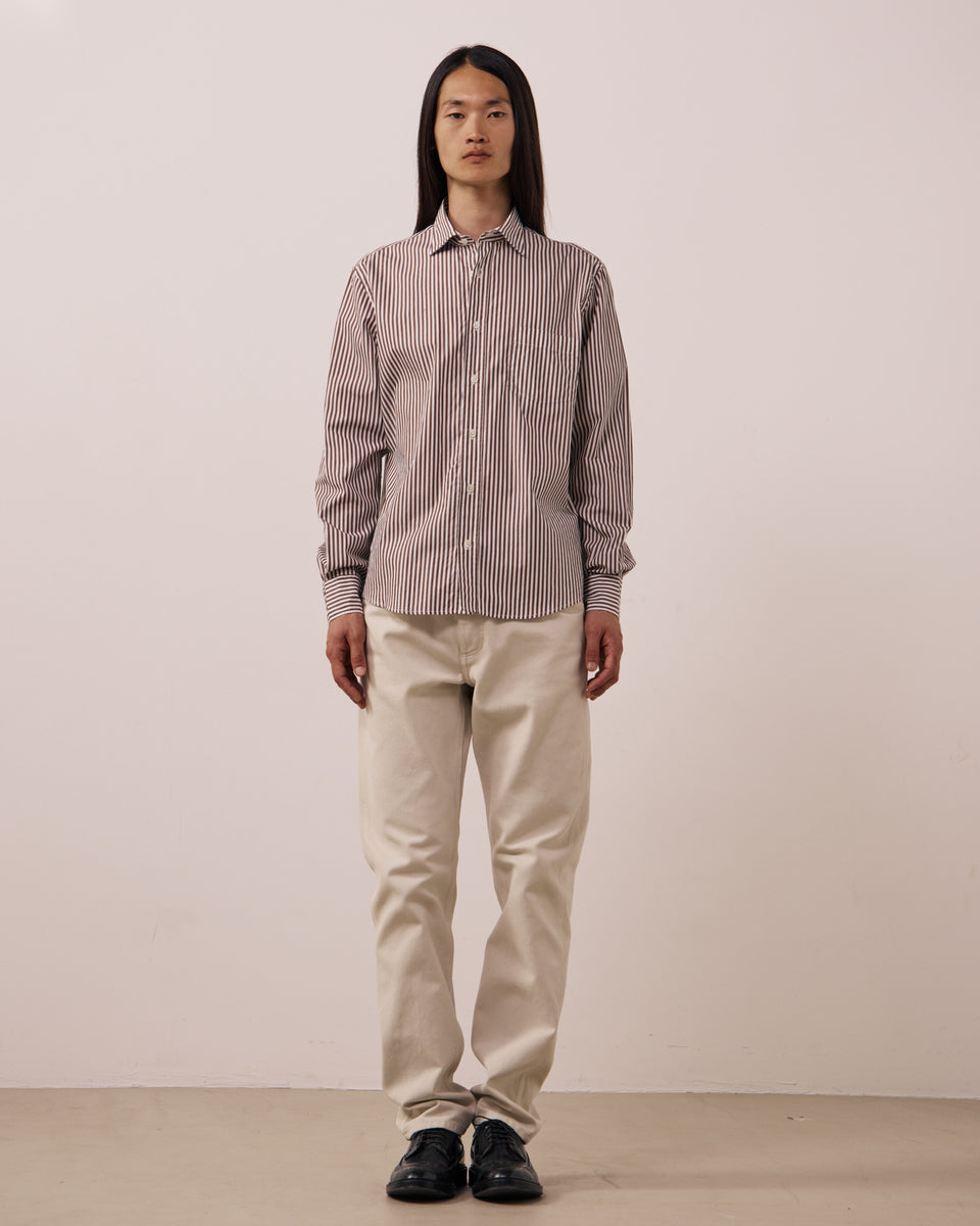 Chemise Homme en Popeline à Rayures Marron Paul - Image 2