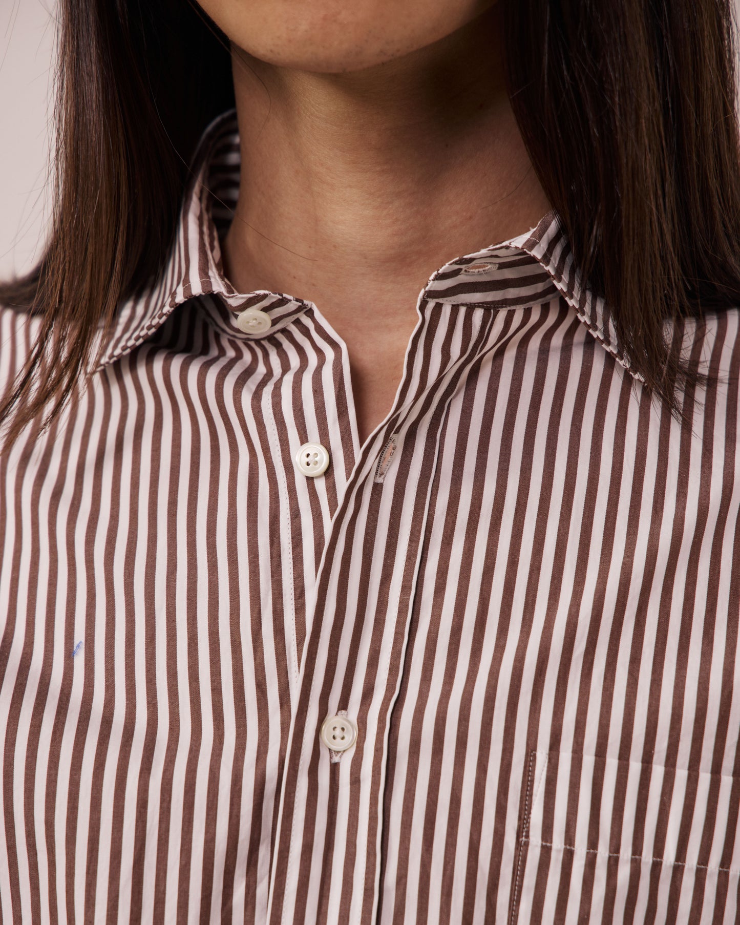 Chemise Homme en Popeline à Rayures Marron Paul
