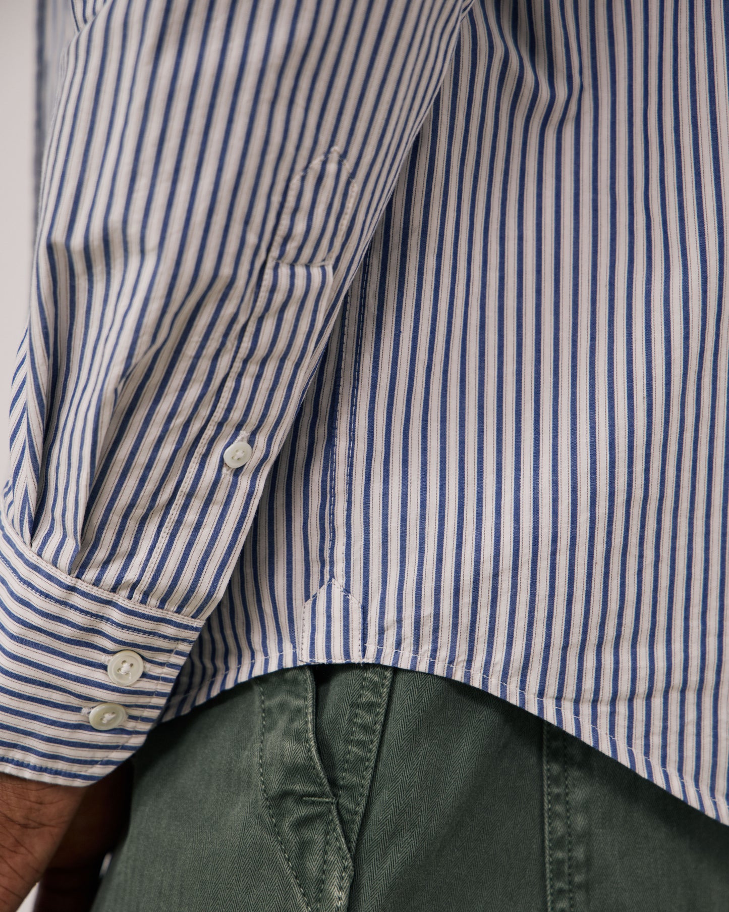 Chemise Homme en Popeline à Rayures Bleu Marine Paul