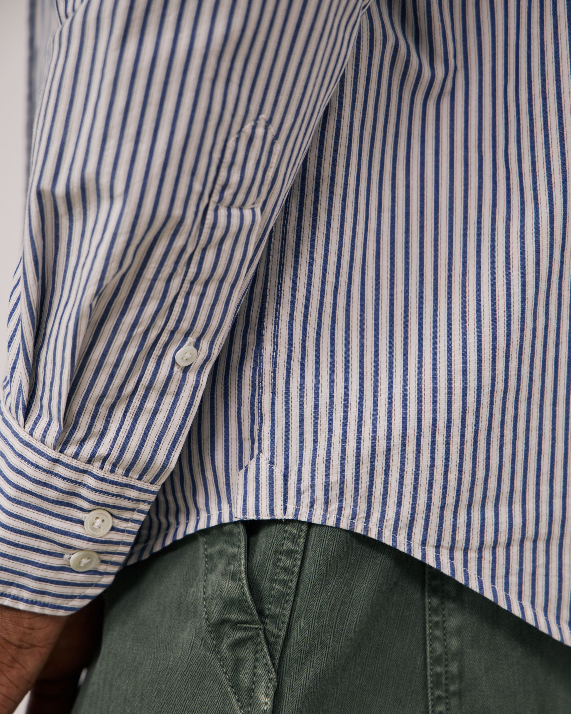 Chemise Homme en Popeline à Rayures Bleu Marine Paul