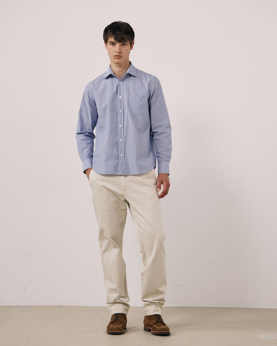 Chemise Homme en Popeline à Rayures Bleu Paul - Image 2
