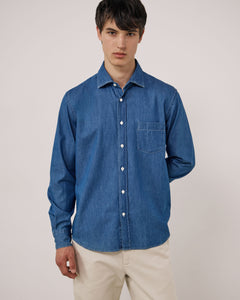 Chemise Homme en Denim Léger Bleu Indigo Paul