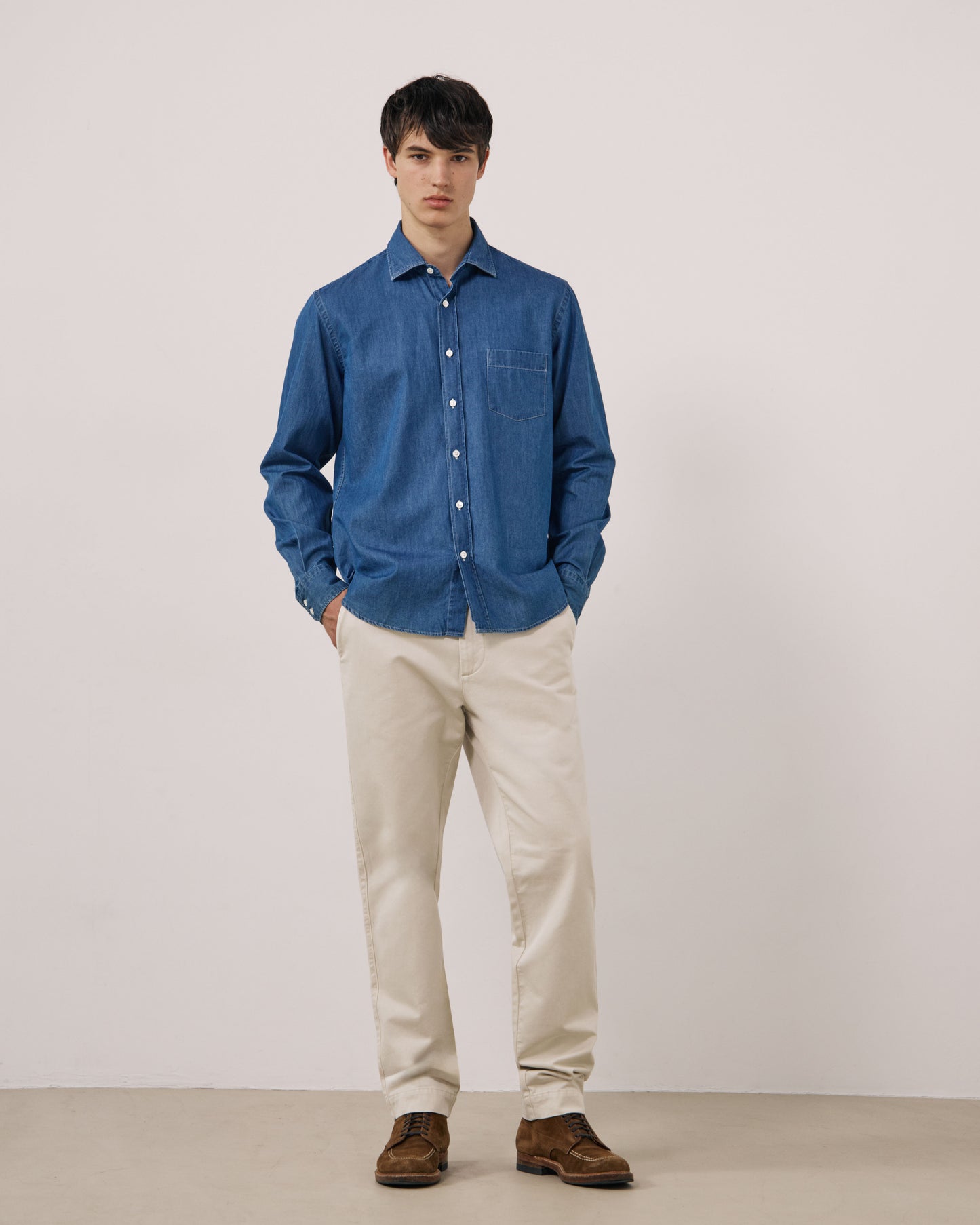 Chemise Homme en Denim Léger Bleu Indigo Paul