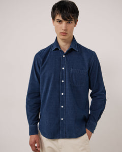 Chemise Homme en Velours Côtelé Fin Bleu Indigo Paul