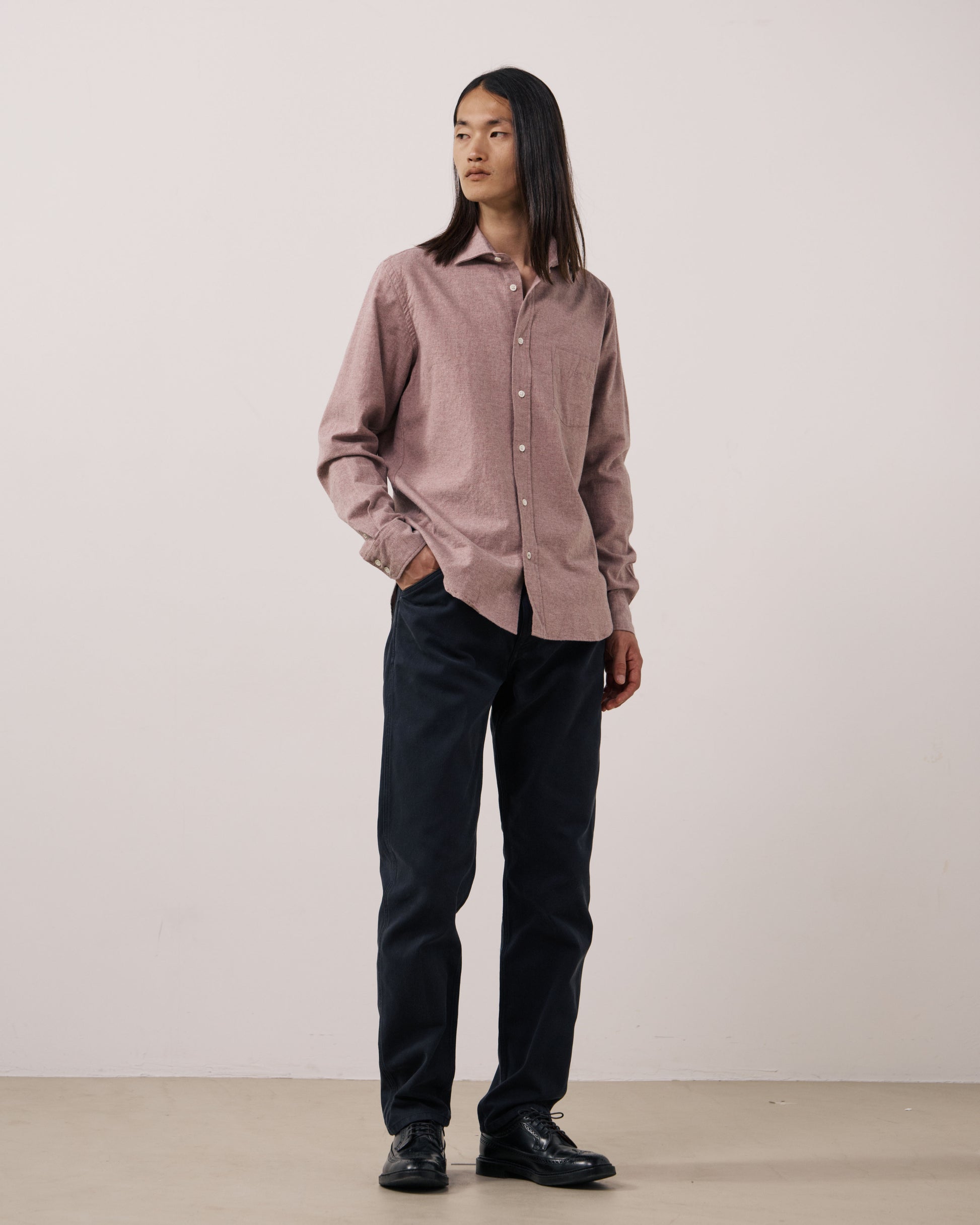 Chemise Homme en Flanelle Rose Poudré Paul