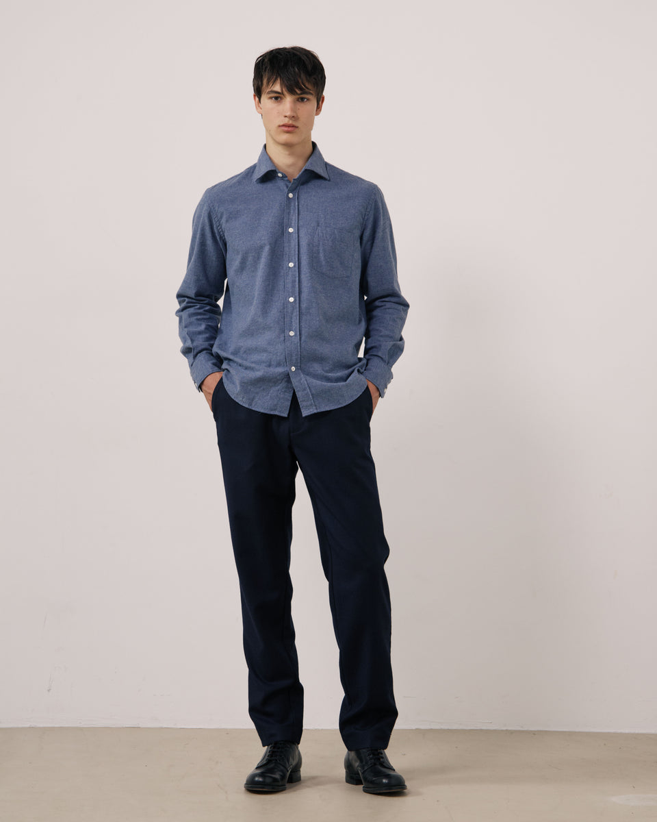 Chemise Homme en Flanelle Bleu Denim Paul - Image 2