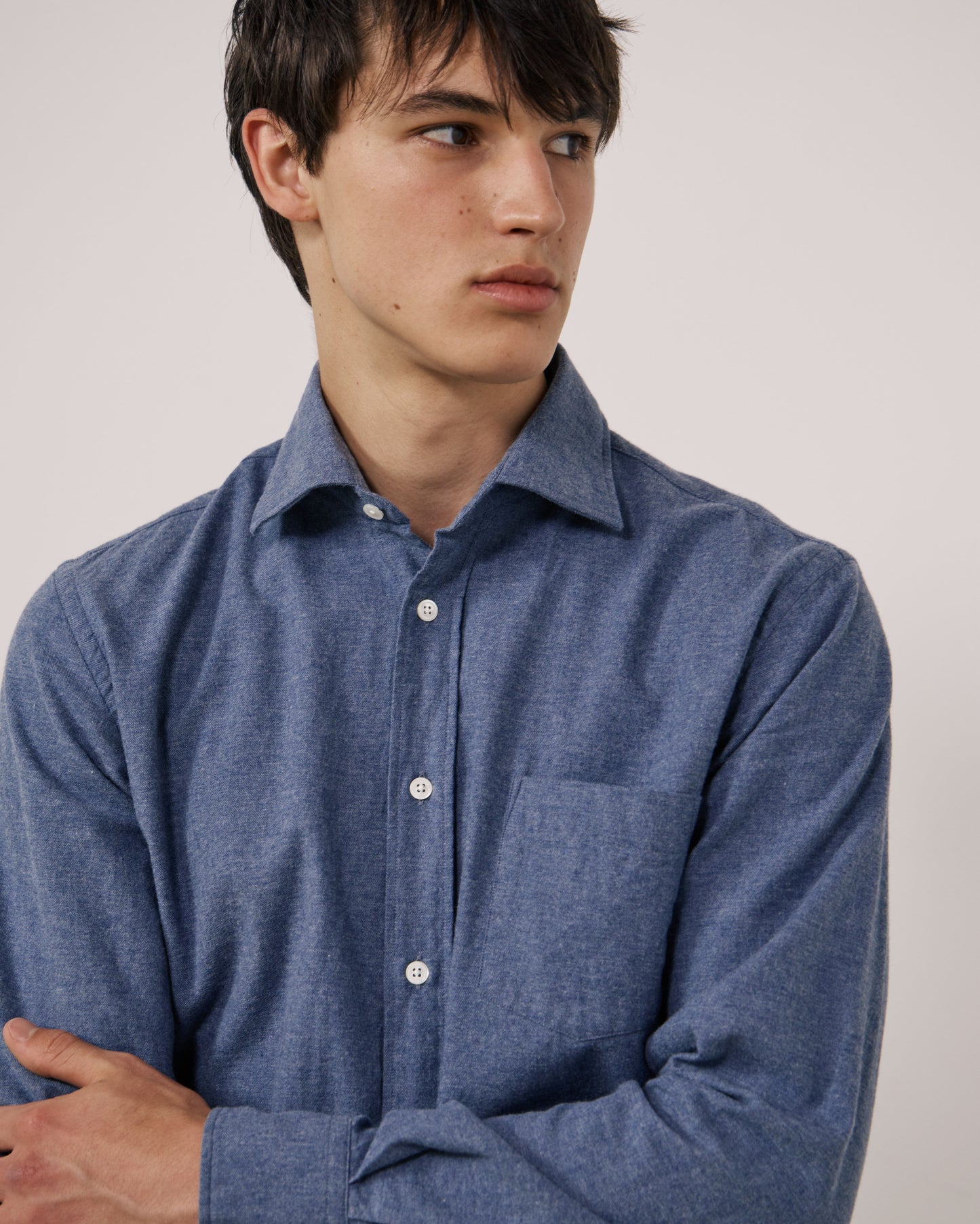Chemise Homme en Flanelle Bleu Denim Paul