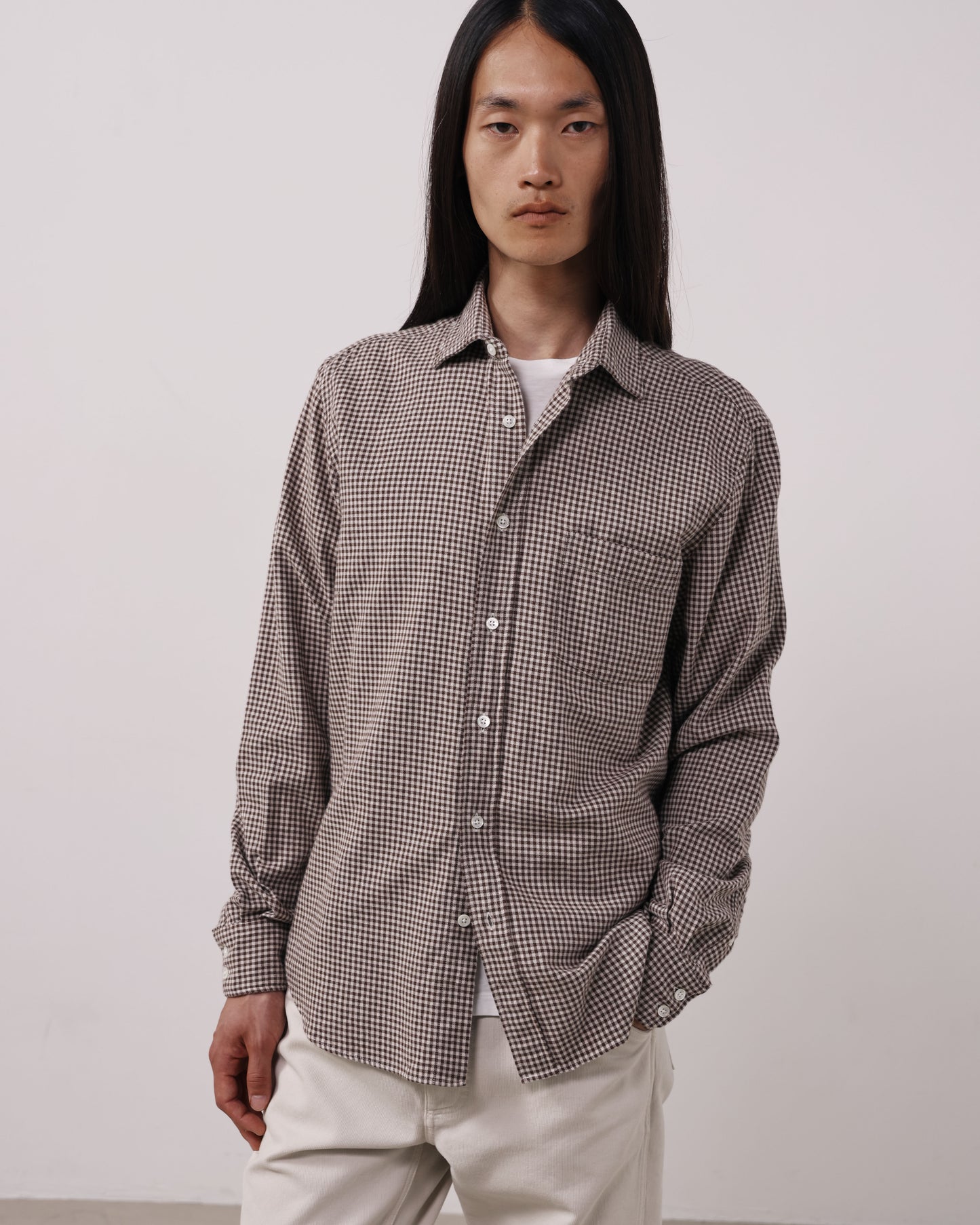 Chemise Homme en Flanelle à Carreaux Chocolat Paul