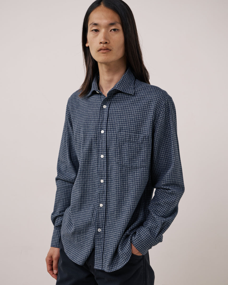 Chemise Homme en Flanelle à Carreaux Bleu Marine Paul - Image principale